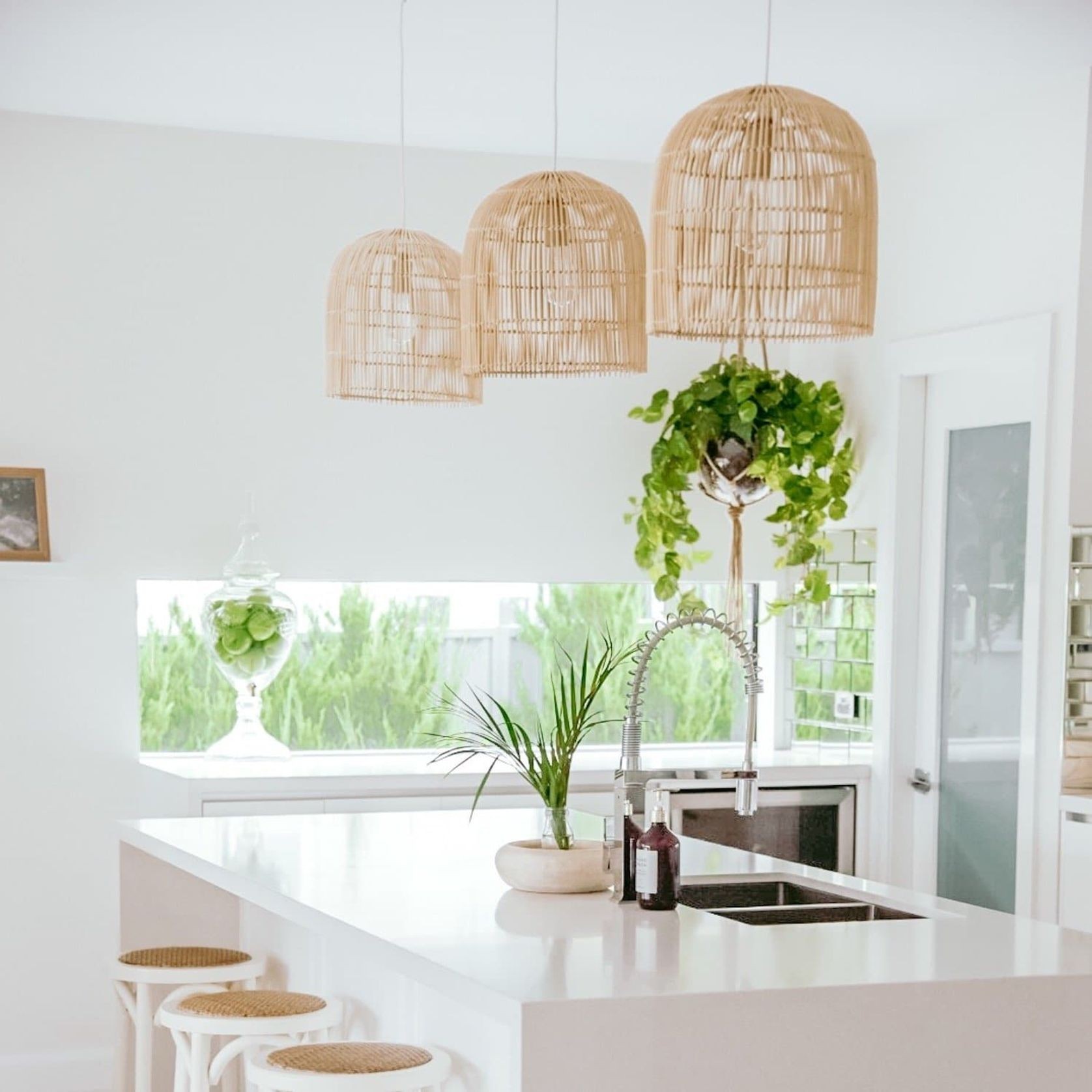 Natural Rattan Cane Wicker Pendant Light - Siena - 2 Sizes gallery detail image
