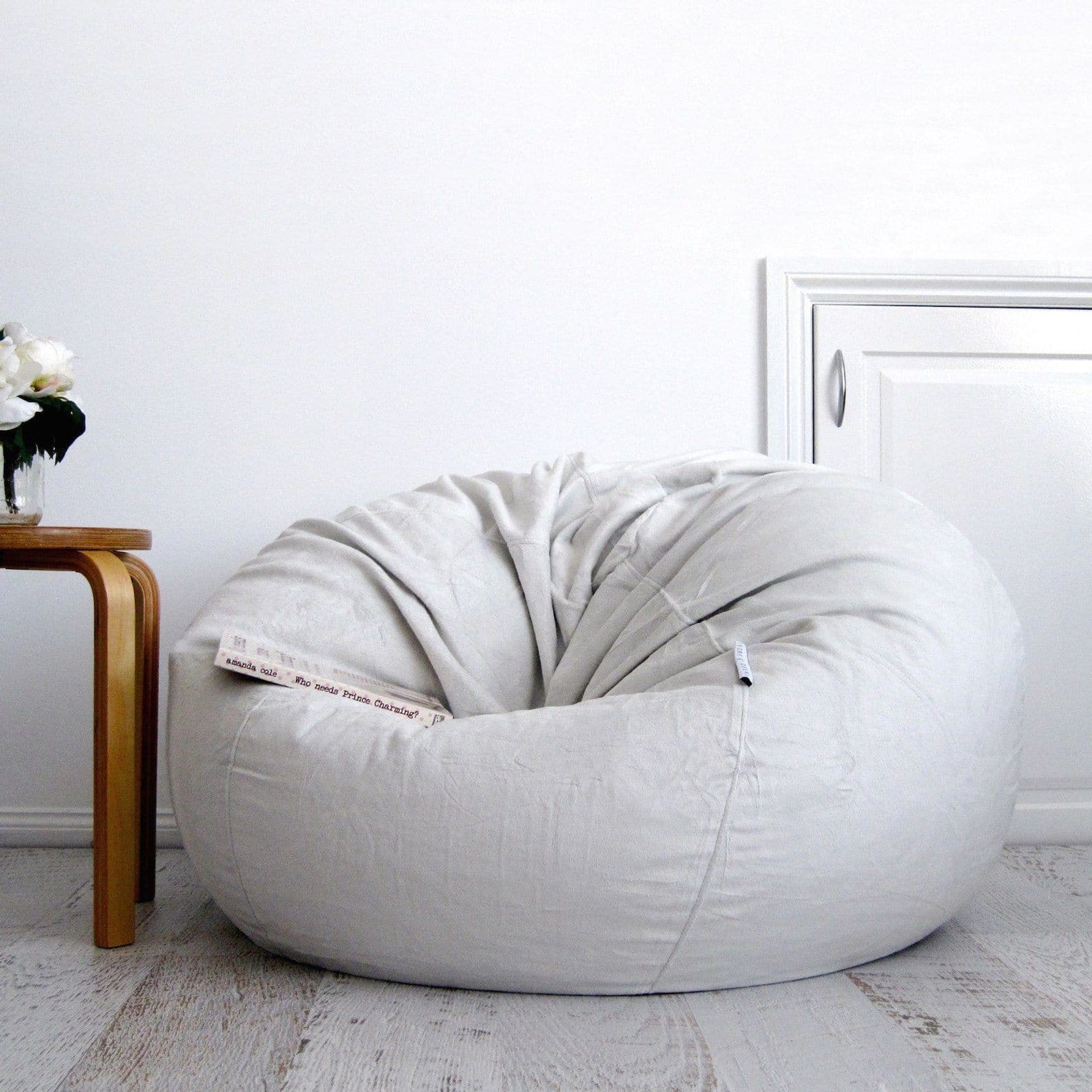 Pierre Fur Bean Bag - Silver Grey gallery detail image