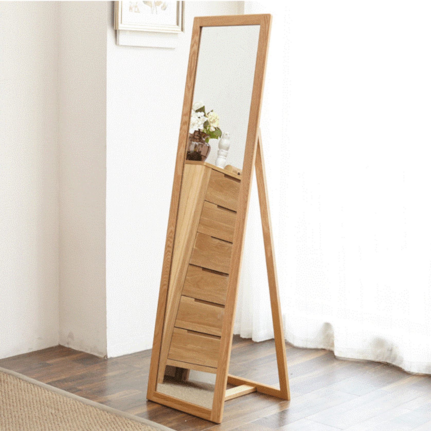 Natural Solid Oak Standing Mirror ArchiPro NZ