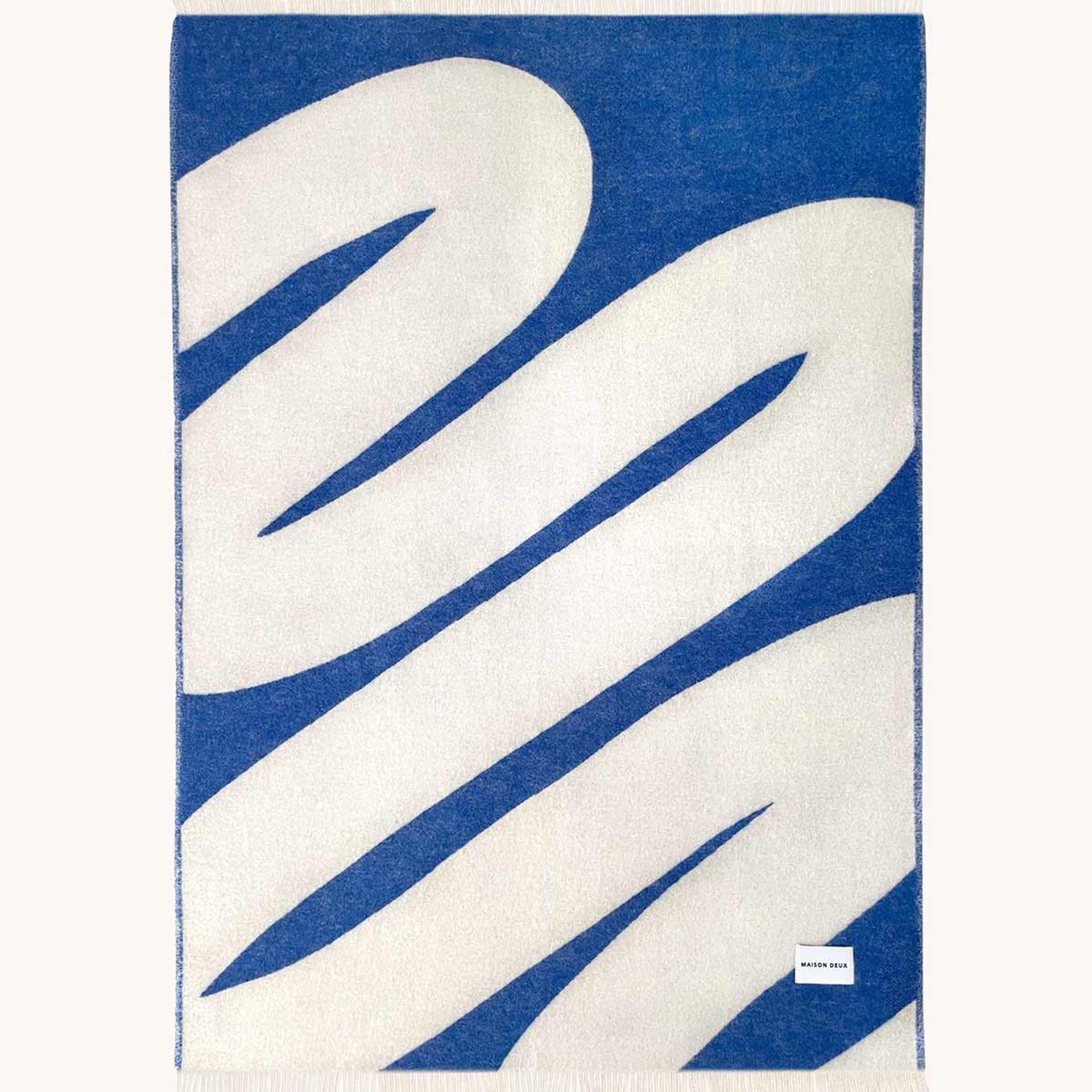 Maison Deux Swirl - Cobalt White | Large Reversible Wool Throw gallery detail image