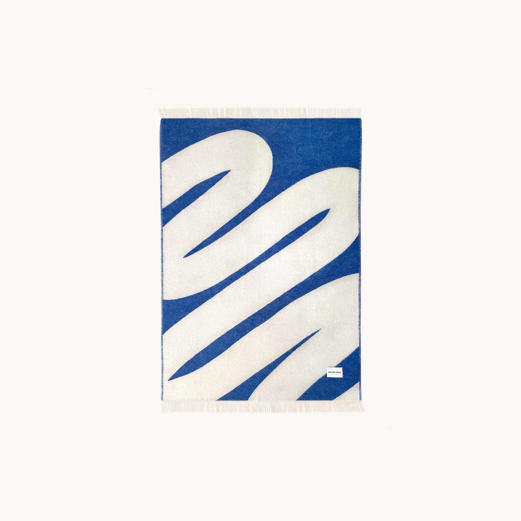 Maison Deux Swirl - Cobalt White | Large Reversible Wool Throw gallery detail image