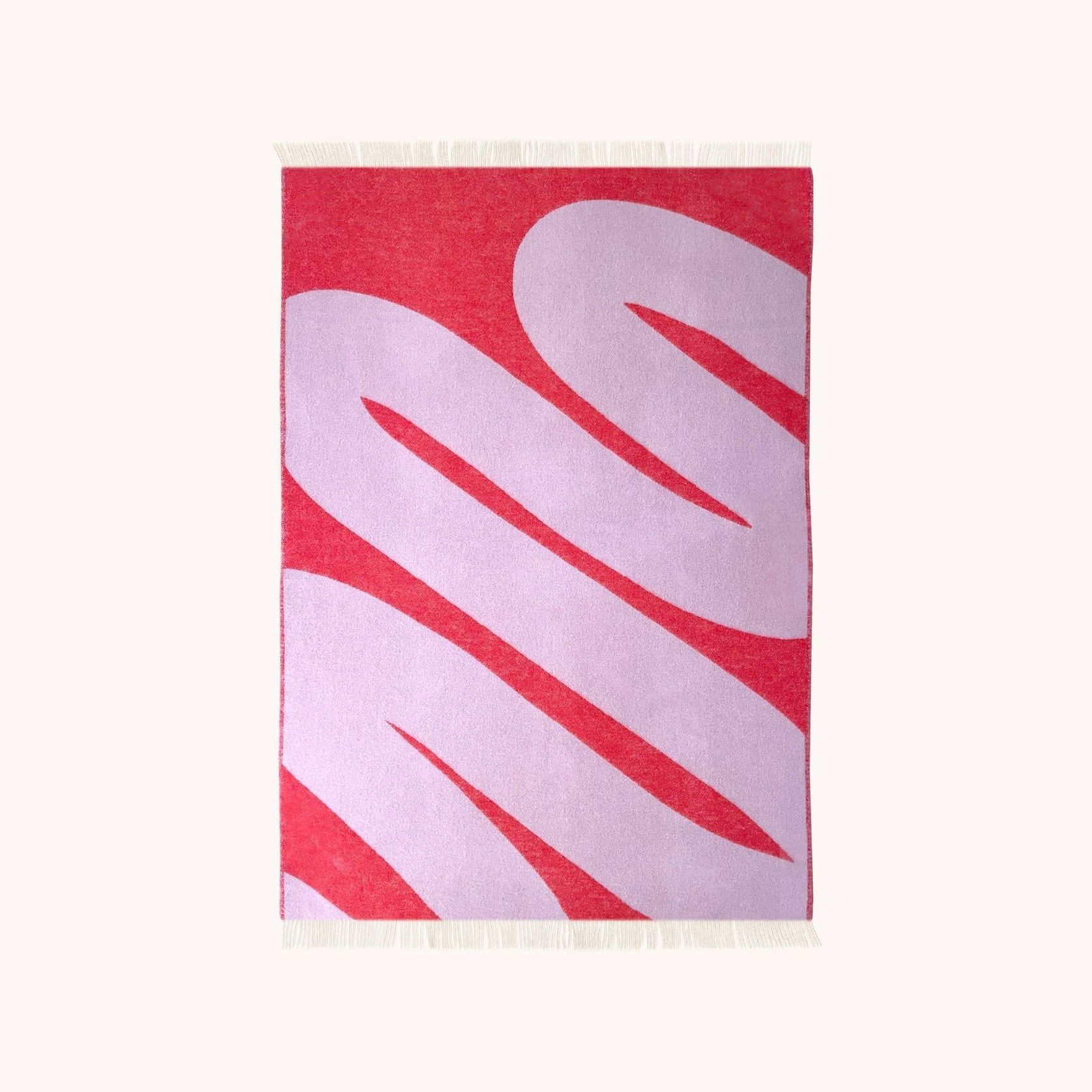 Maison Deux Swirl Reversible NZ Wool Throw – Lilac Scarlet gallery detail image