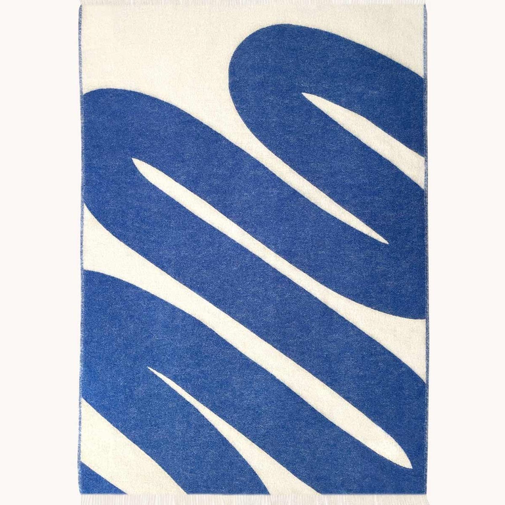 Maison Deux Swirl - Cobalt White | Large Reversible Wool Throw gallery detail image