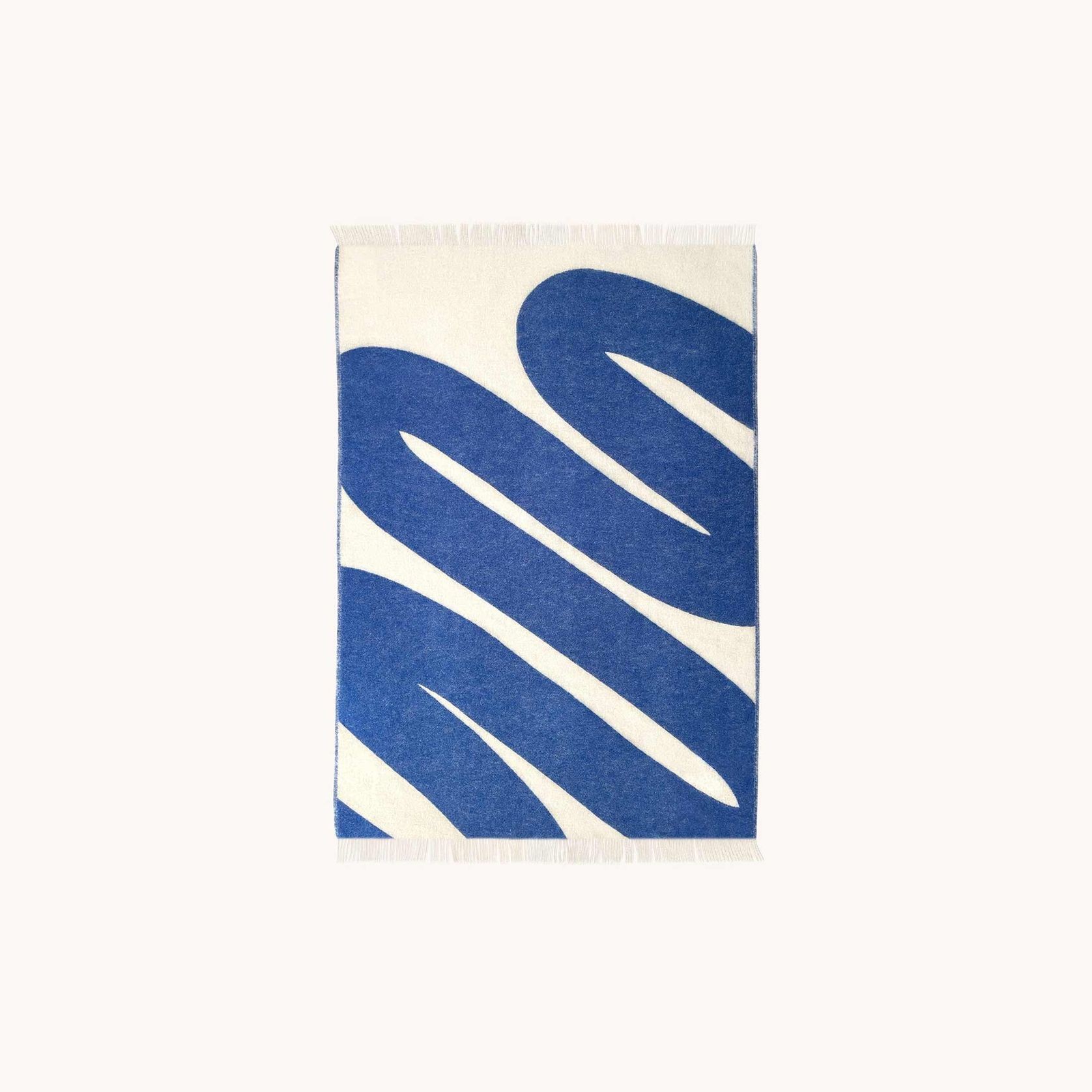 Maison Deux Swirl - Cobalt White | Large Reversible Wool Throw gallery detail image