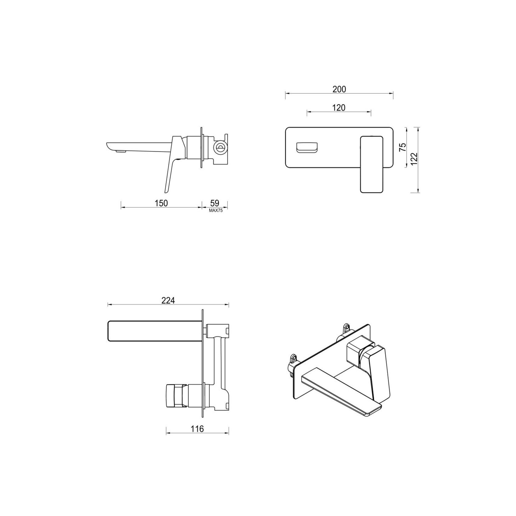 Tiago Wall | Spout Combo | Trim Kit Only gallery detail image