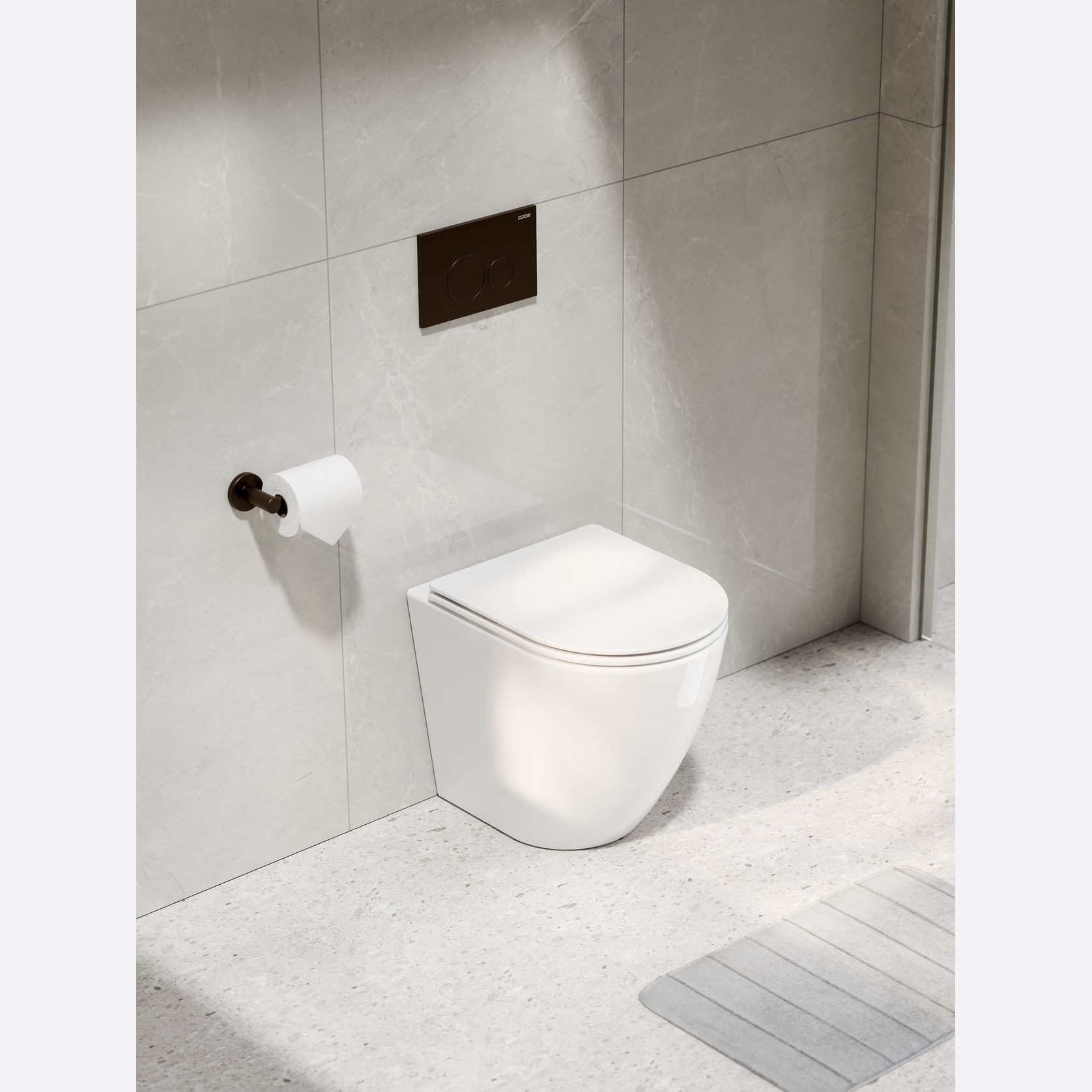 Flow Typhoon Inwall Toilet Suite | Brushed Bronze Btn gallery detail image