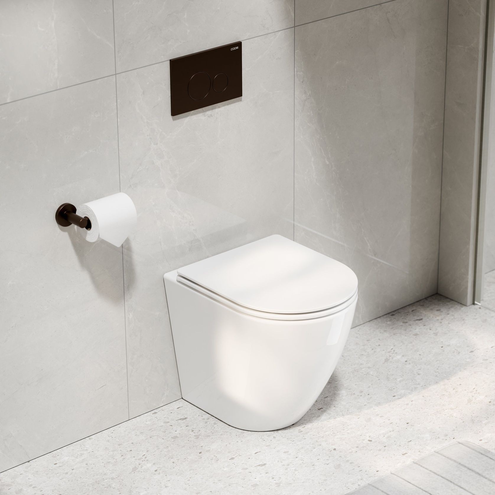CODE Flow Typhoon Inwall Toilet Suite | Brushed Bronze Button gallery detail image