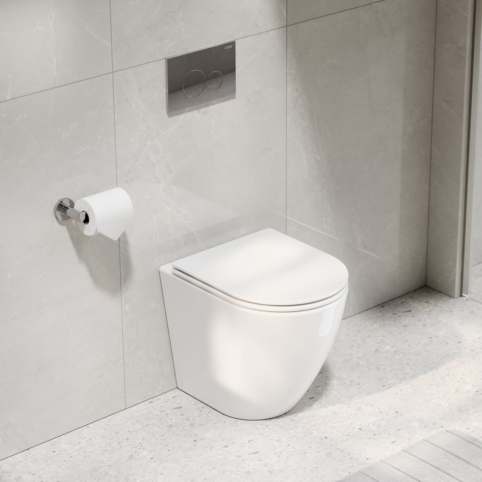 CODE Flow Typhoon Inwall Toilet Suite | Chrome Button gallery detail image