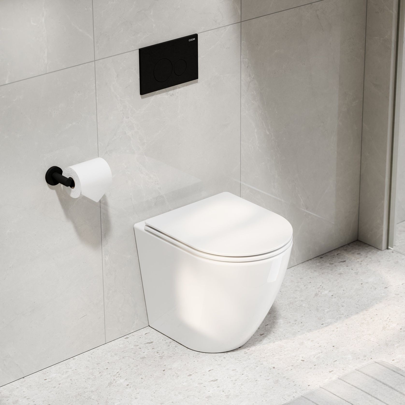 Flow Typhoon Inwall Toilet Suite | Matte Black Button gallery detail image