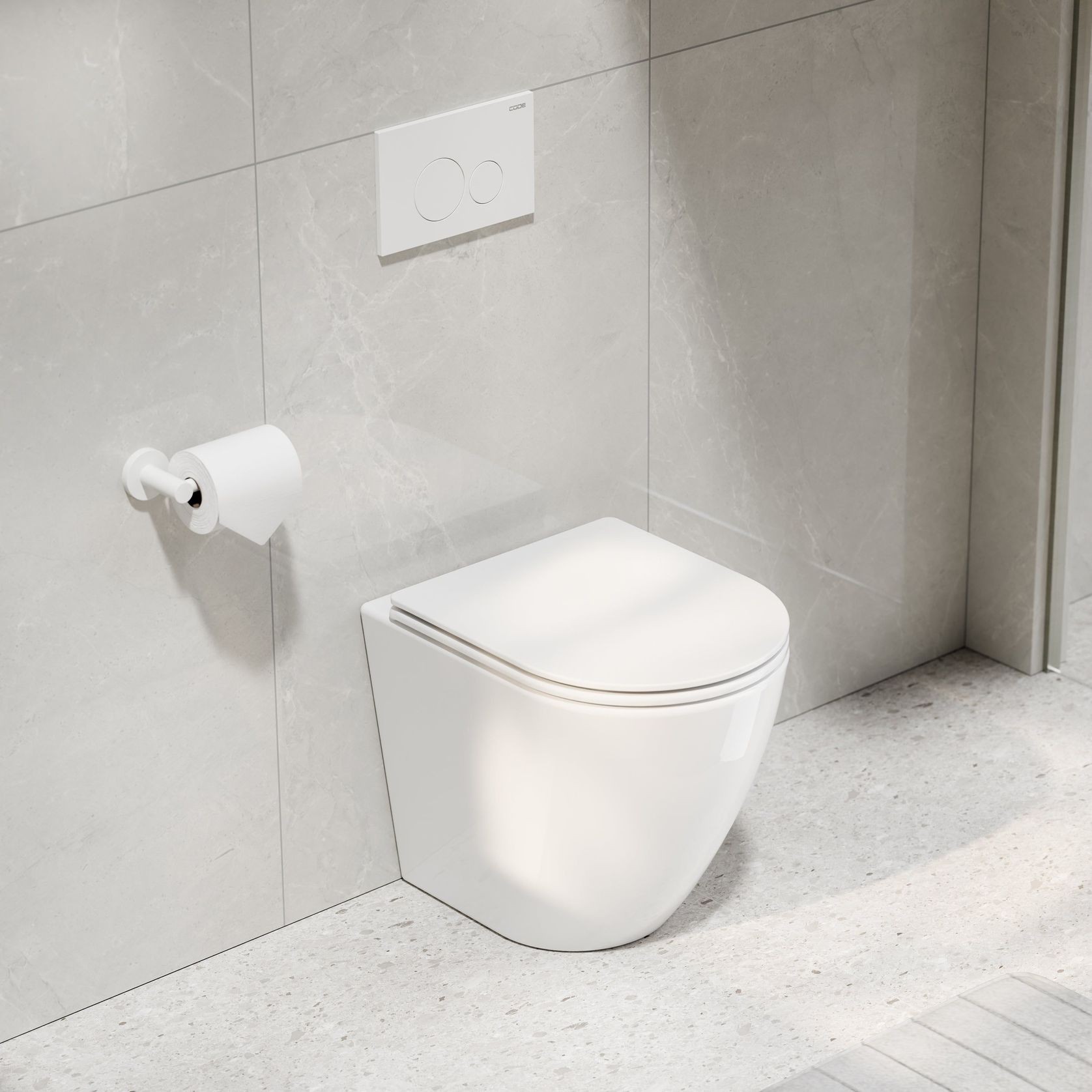 Flow Typhoon Inwall Toilet Suite | Matte White Button gallery detail image