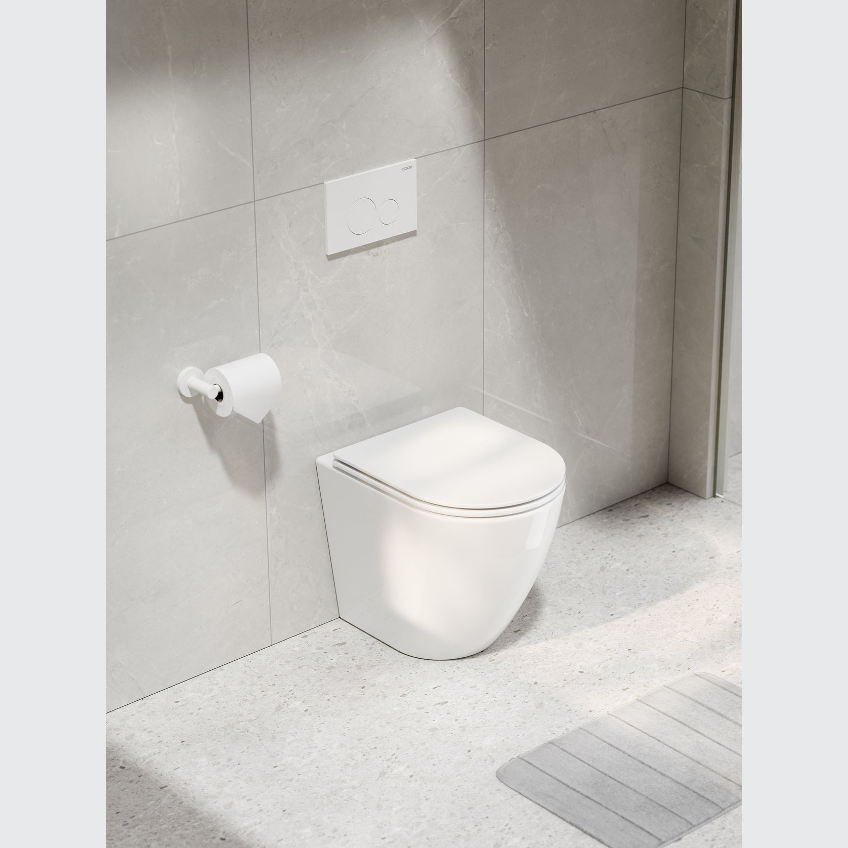 Code Flow Typhoon Inwall Toilet Suite | Matte White Button gallery detail image