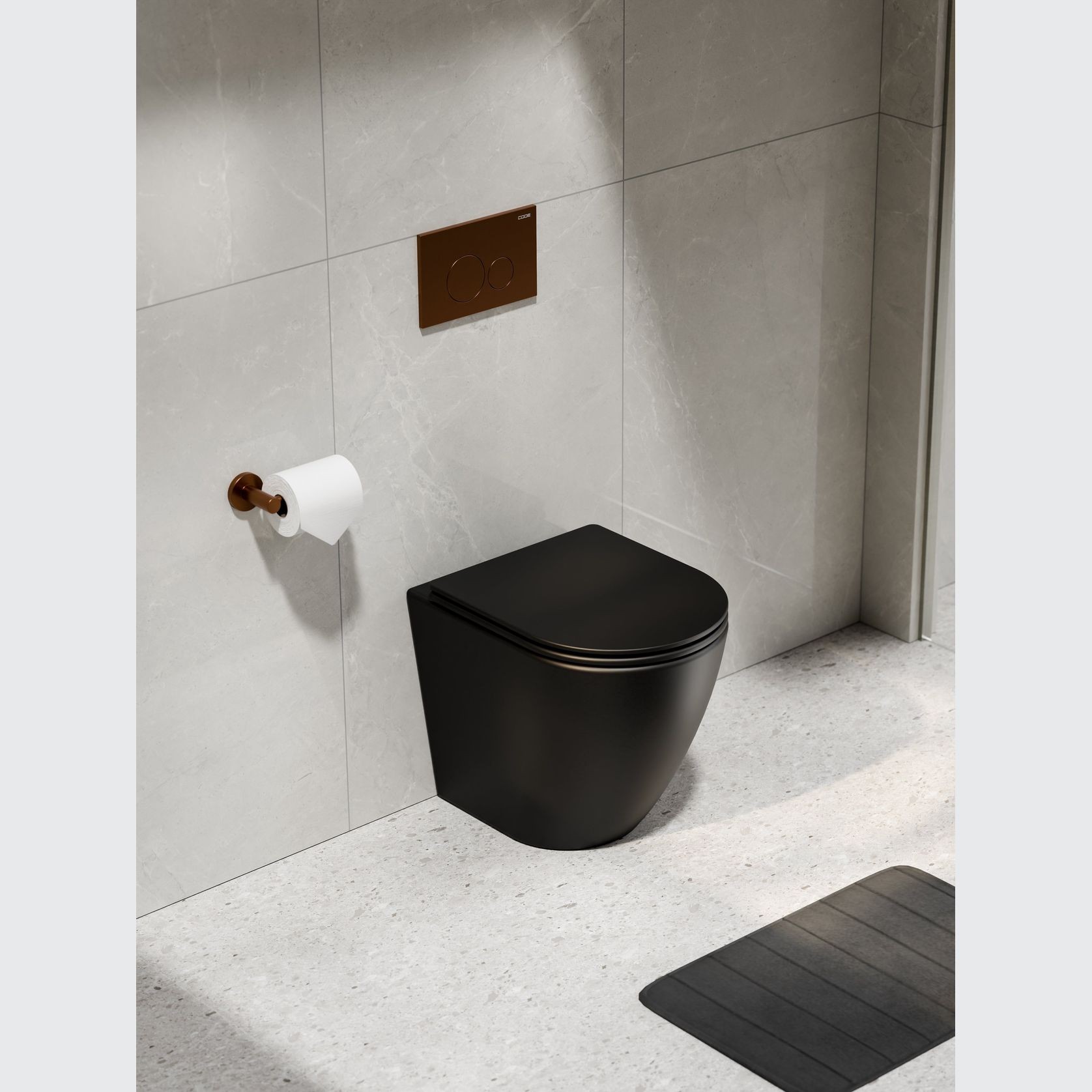 Flow Typhoon Inwall Toilet Suite | Brushed Copper Btn gallery detail image