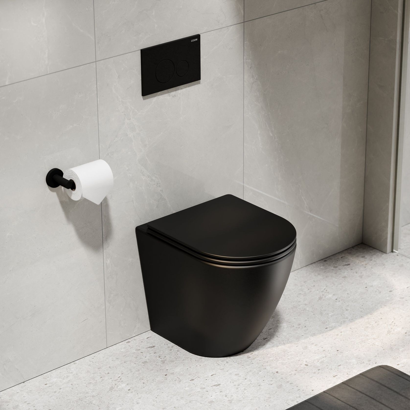 Flow Typhoon Inwall Toilet Suite | Matte Black Button gallery detail image