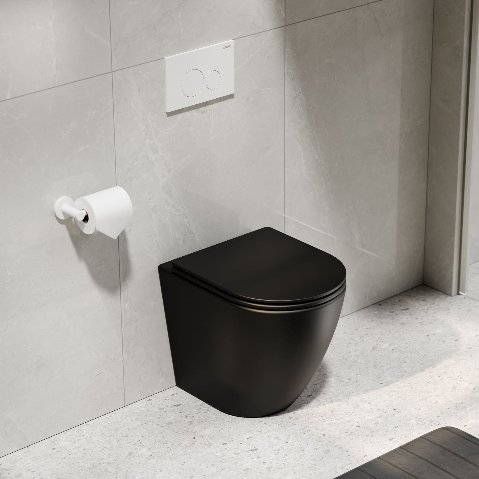 CODE Flow Typhoon Inwall Toilet Suite | Matte White Button gallery detail image
