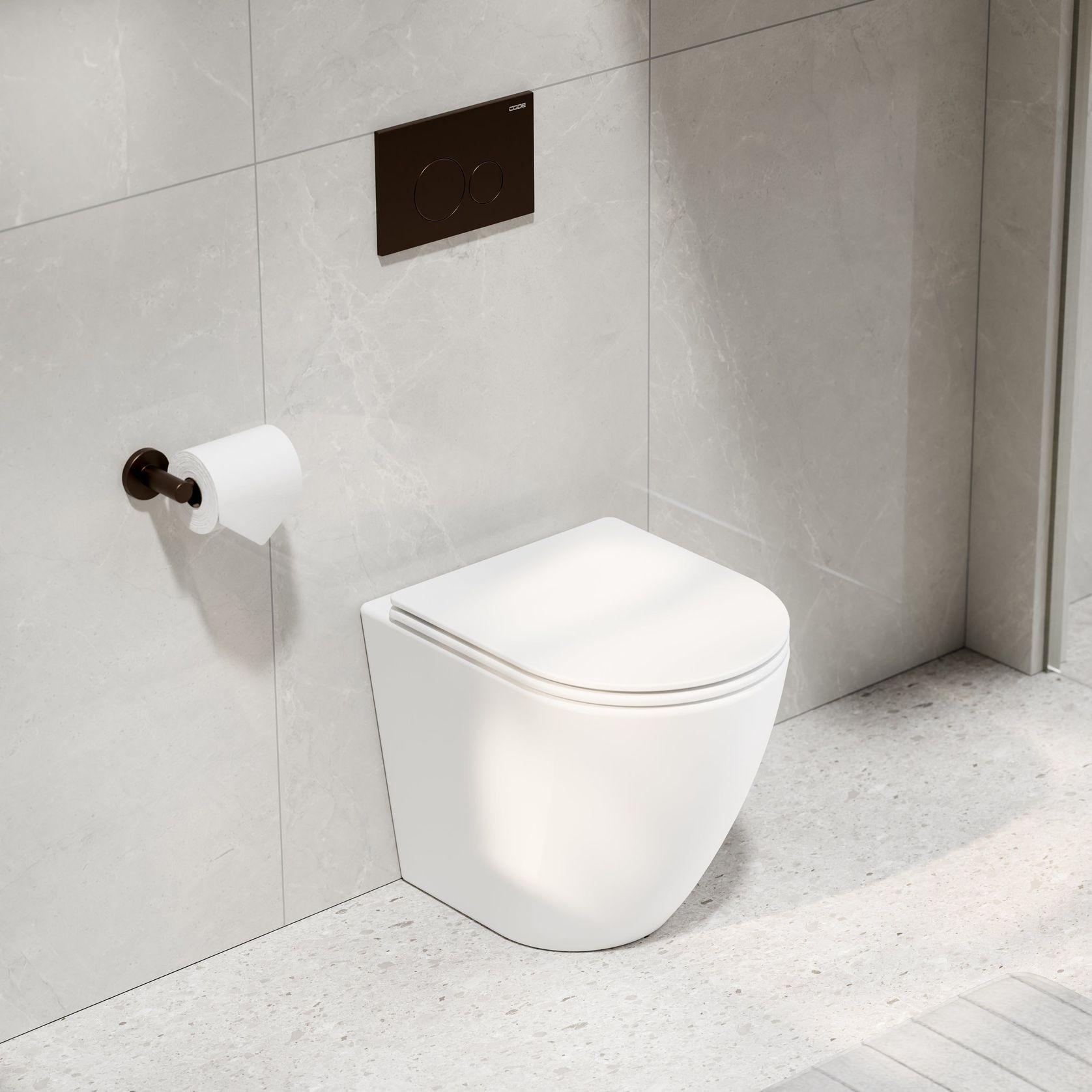 Flow Typhoon Inwall Toilet Suite | Brushed Bronze Btn gallery detail image