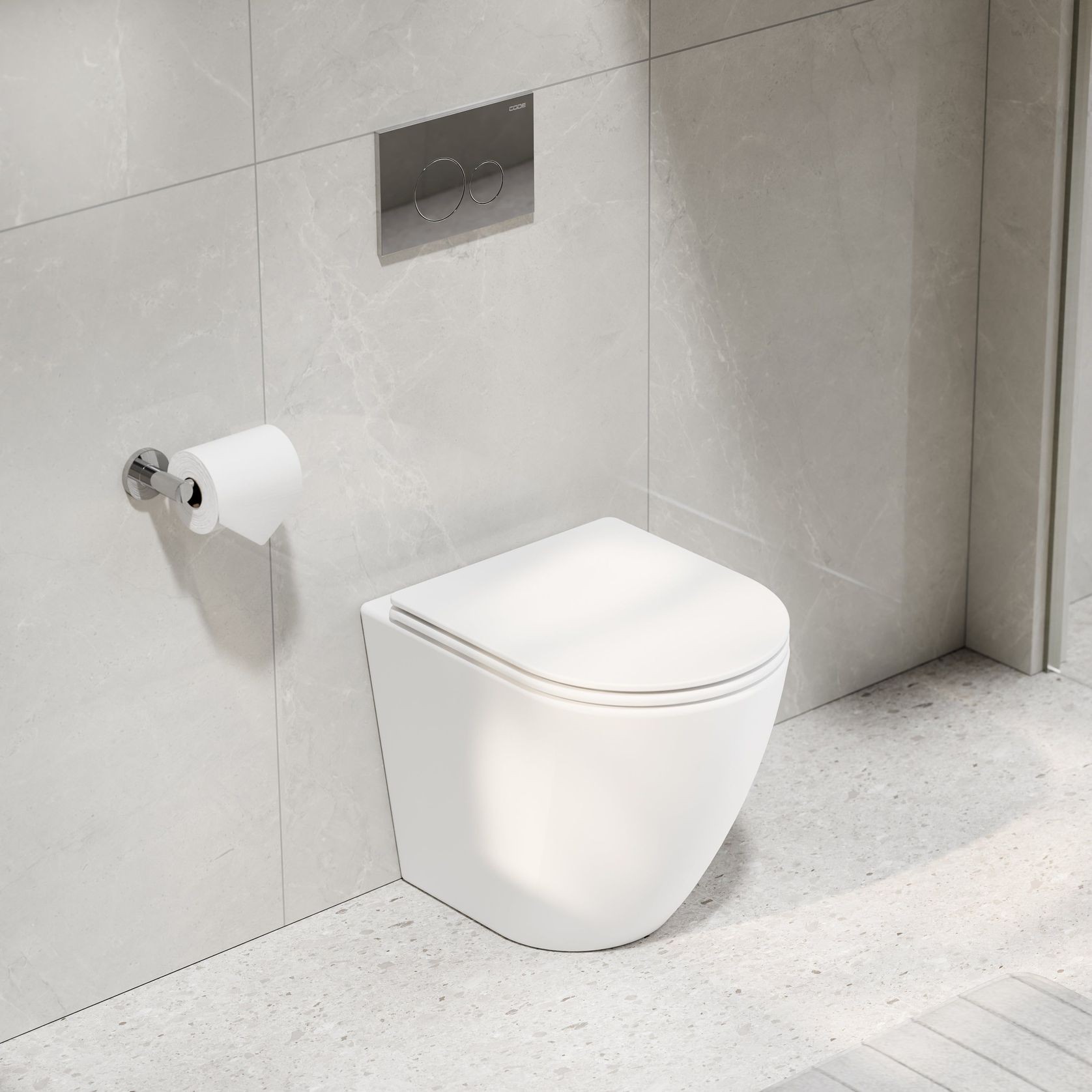 CODE Flow Typhoon Inwall Toilet Suite | Chrome Button gallery detail image