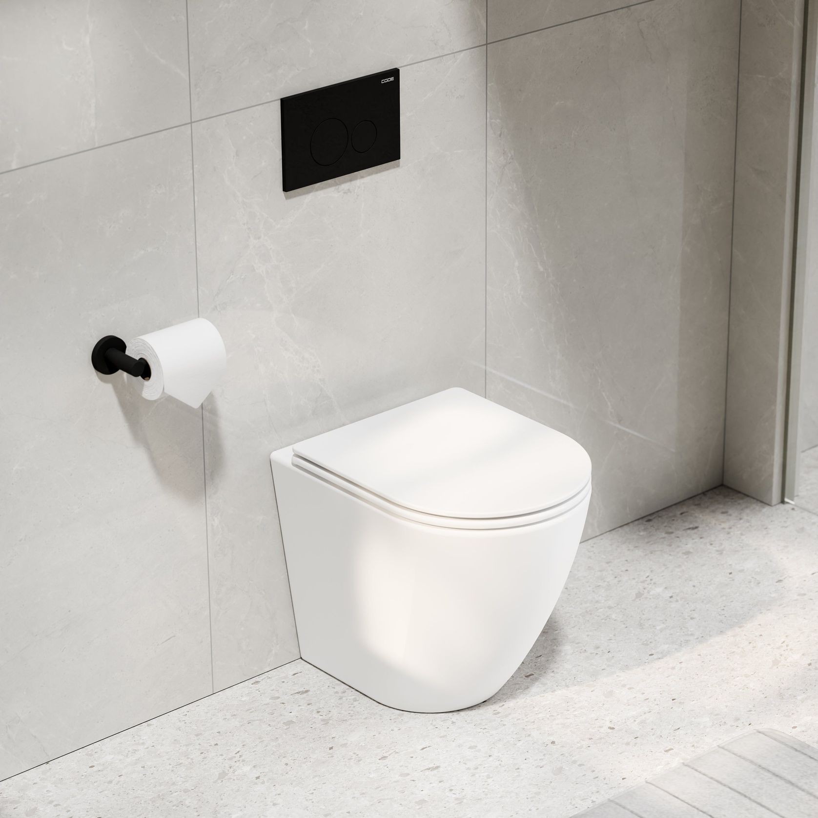 Flow Typhoon Inwall Toilet Suite | Matte Black Button gallery detail image