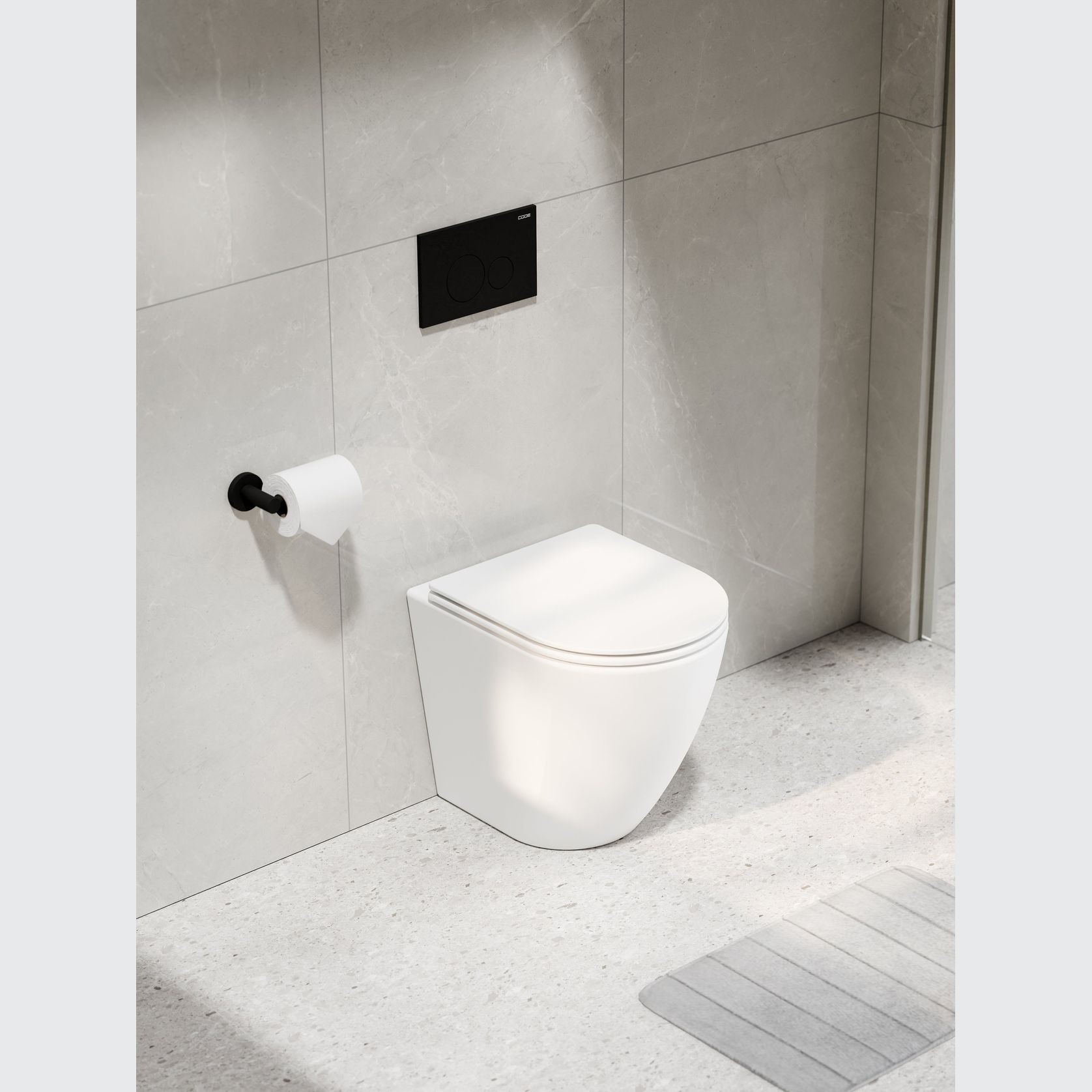 Code Flow Typhoon Inwall Toilet Suite | Matte Black Button gallery detail image