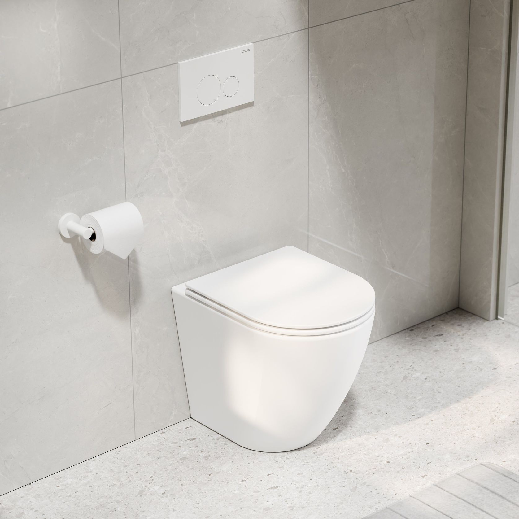 Flow Typhoon Inwall Toilet Suite | Matte White Button gallery detail image