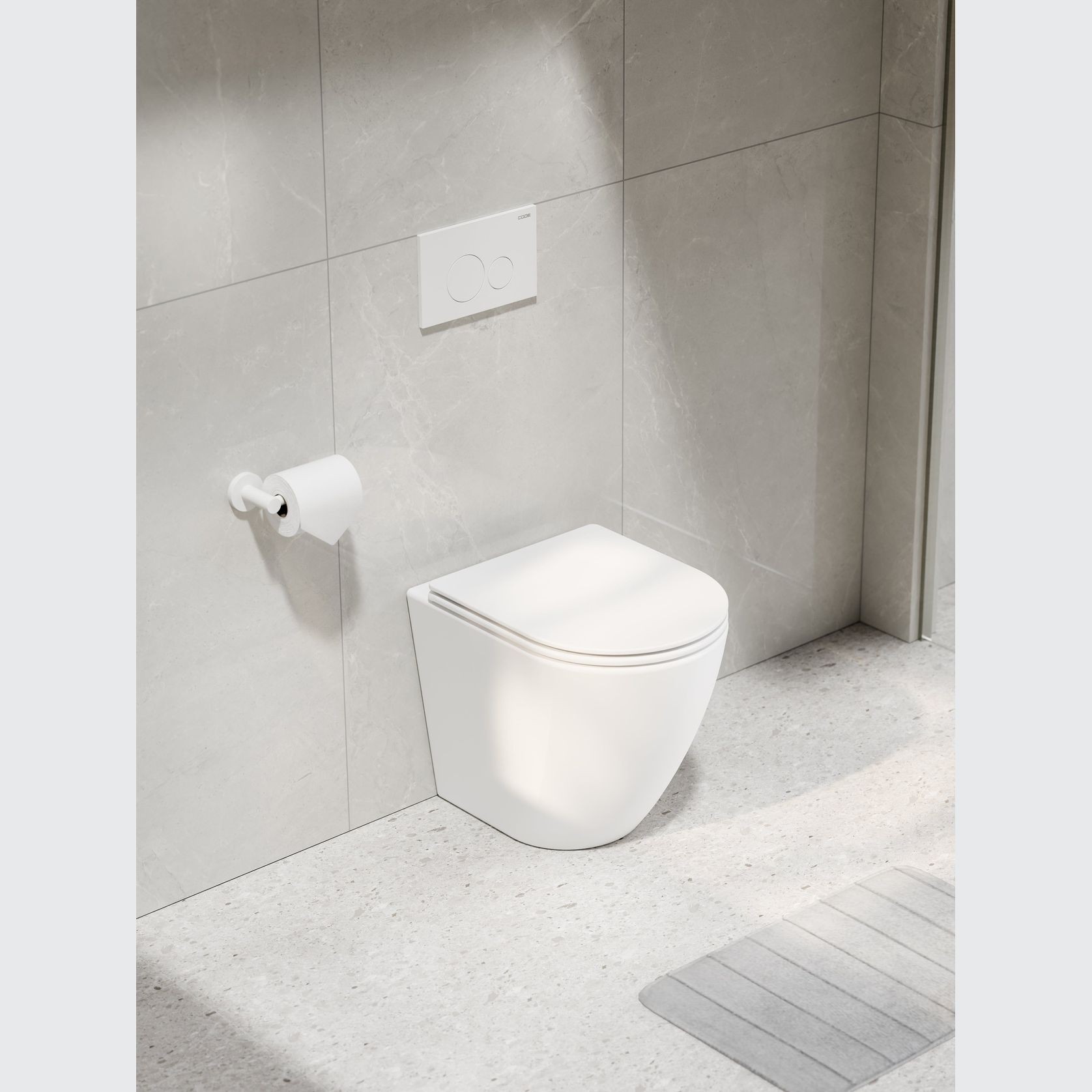 Code Flow Typhoon Inwall Toilet Suite | Matte White Button gallery detail image