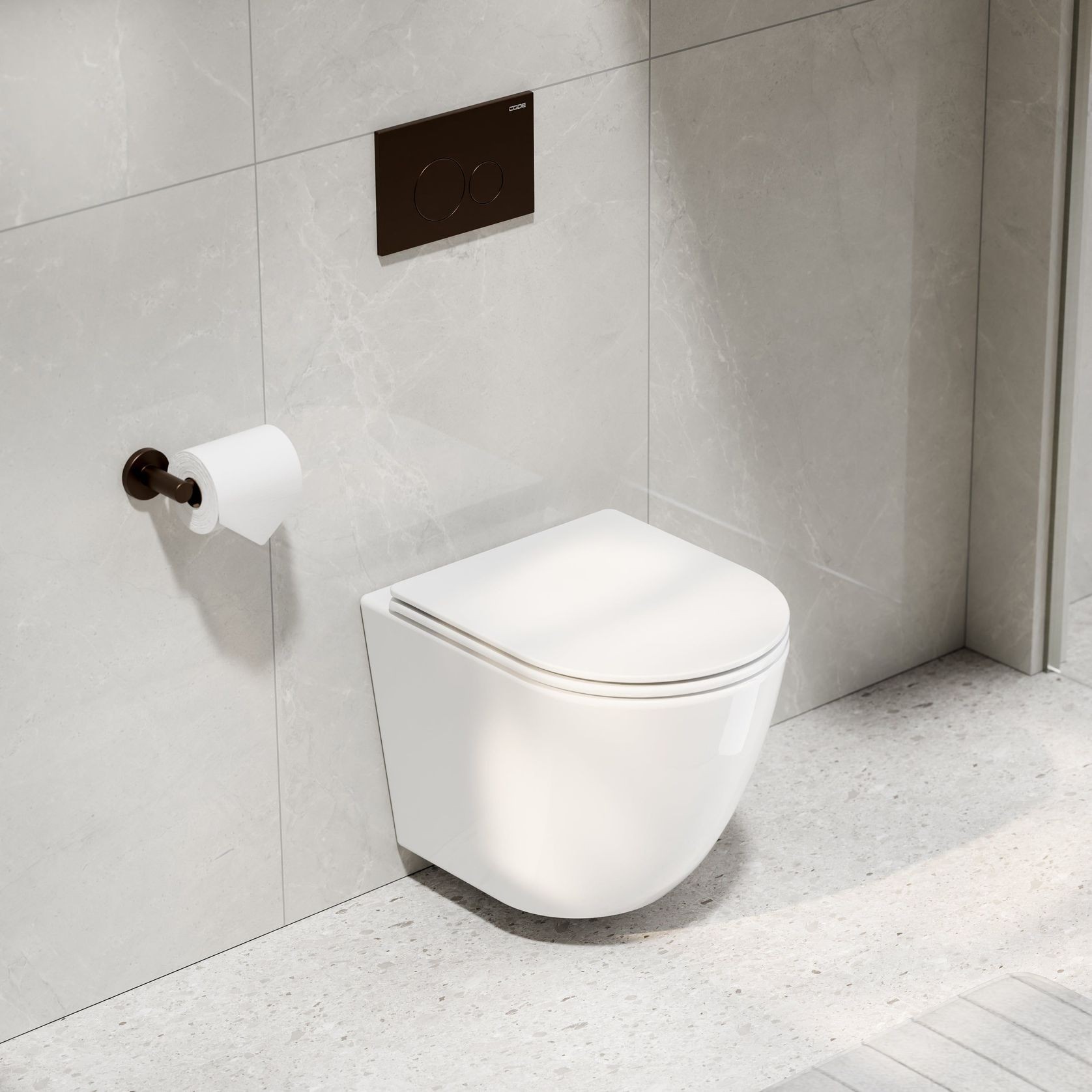 Flow Typhoon Wall Hung Toilet Suite |Brushed Bronze Btn gallery detail image