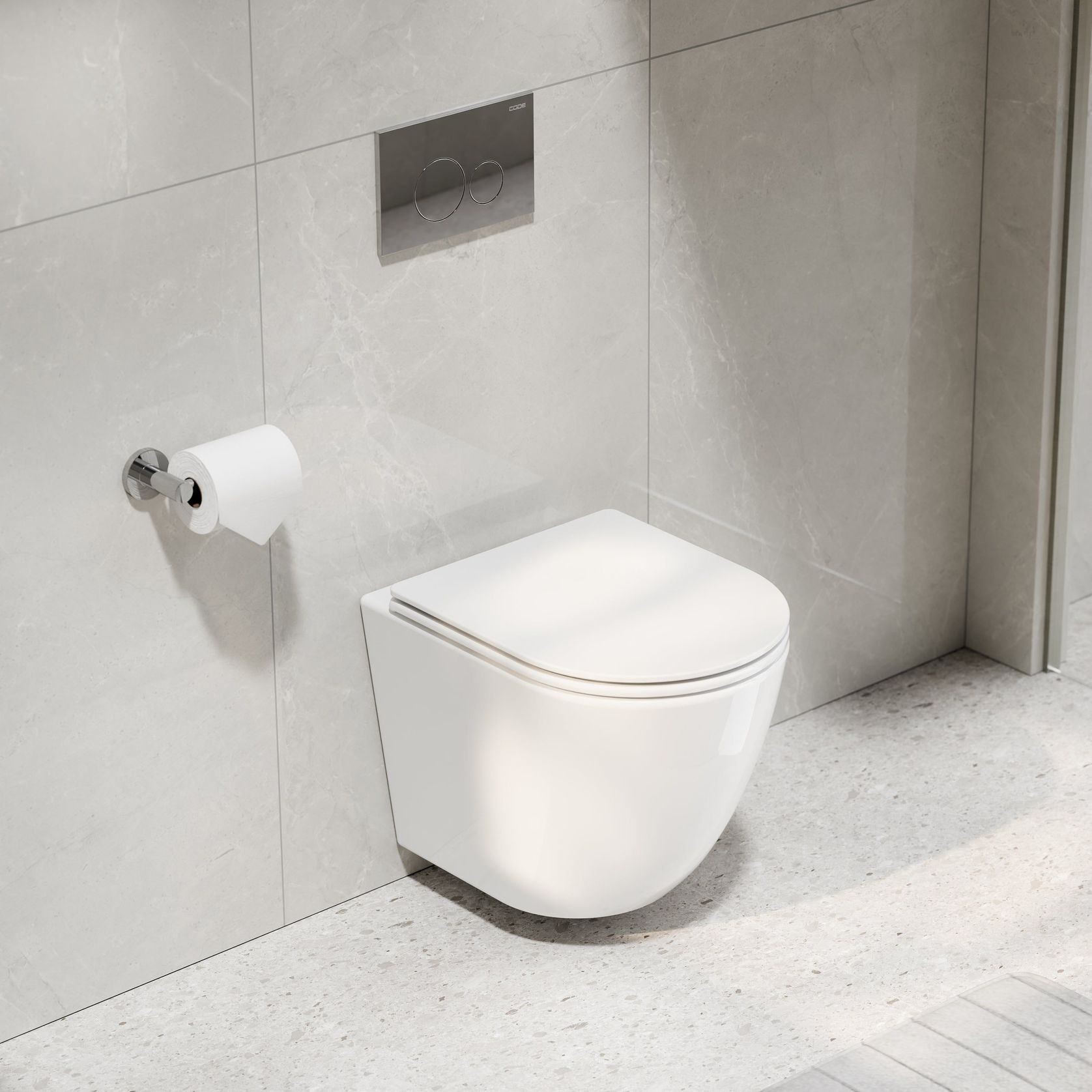 CODE Flow Typhoon Wall Hung Toilet Suite | Chrome Button gallery detail image
