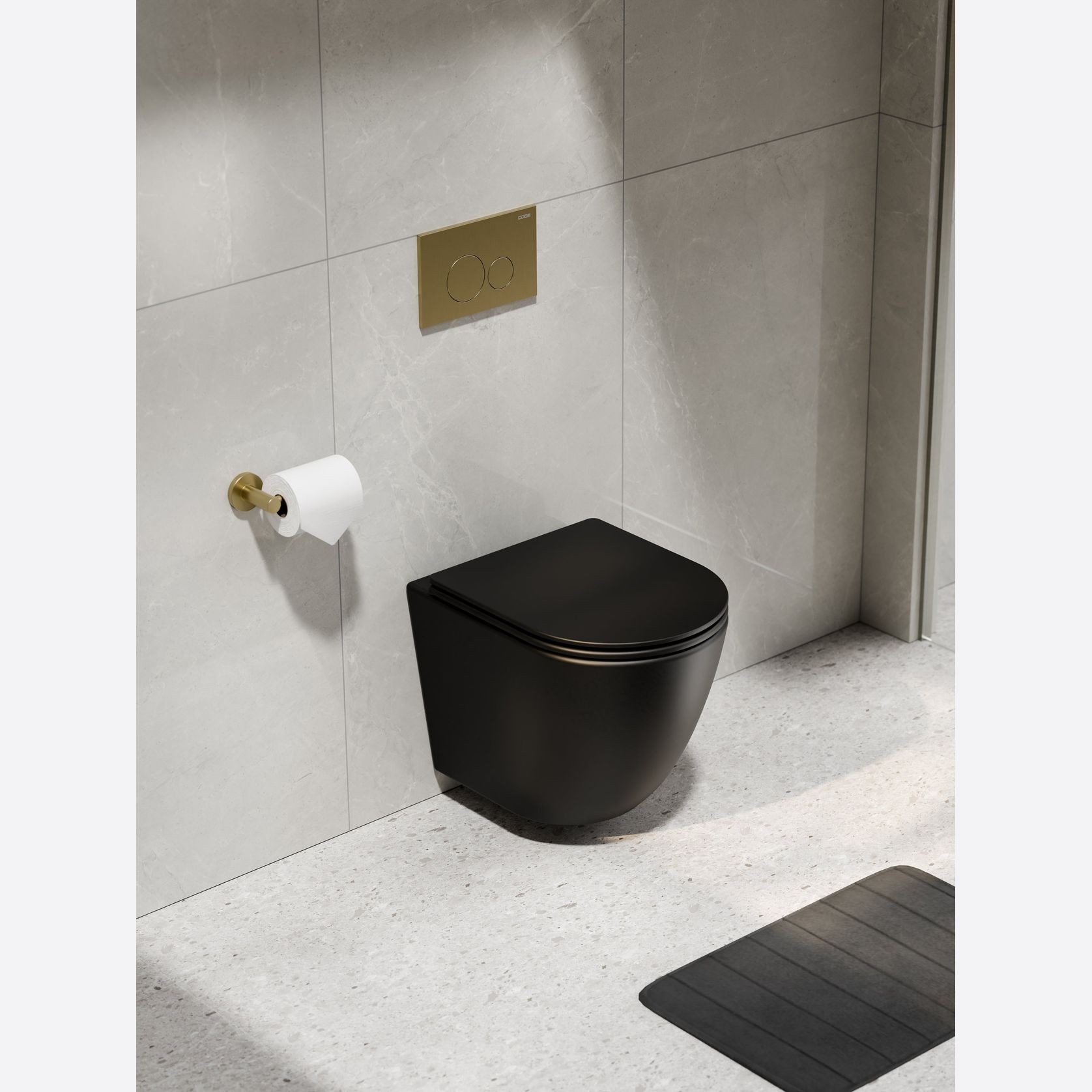 CODE FLOW TYPHOON WALL HUNG TOILET SUITE | BRUSHED BRASS BUTTON gallery detail image