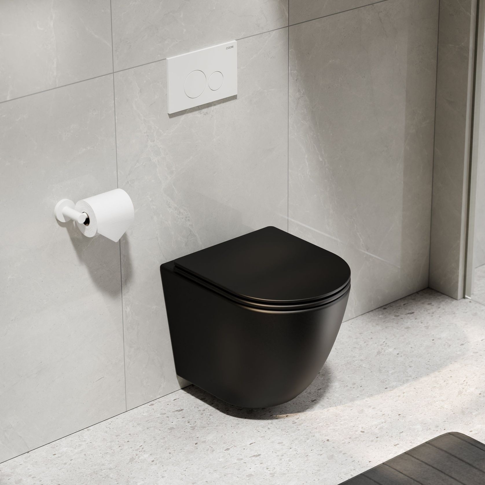CODE Flow Typhoon Wall Hung Toilet Suite | Matte White Button gallery detail image