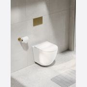 CODE FLOW TYPHOON WALL HUNG TOILET SUITE | BRUSHED BRASS BUTTON gallery detail image