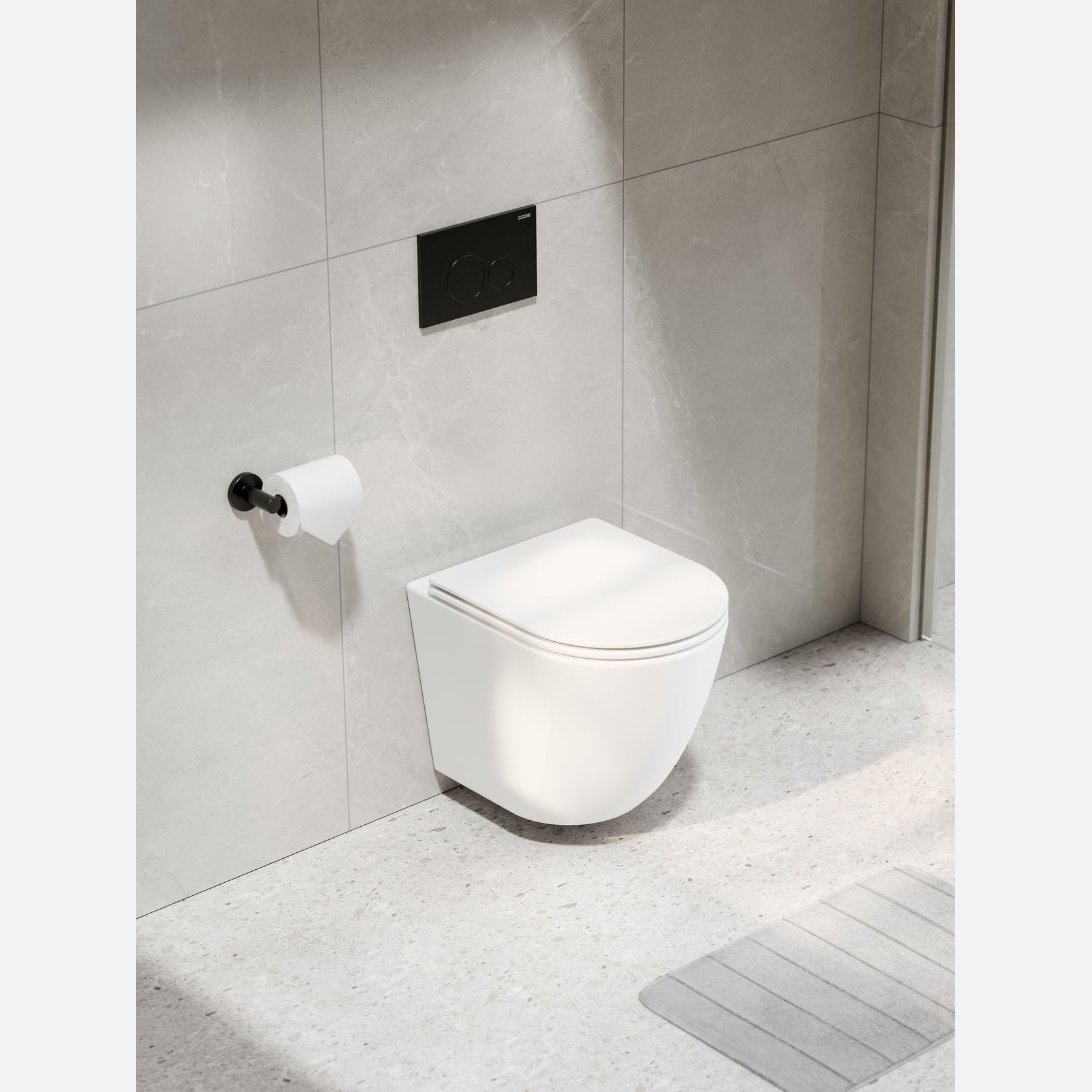 CODE FLOW TYPHOON WALL HUNG TOILET SUITE | BRUSHED GUNMETAL BUTTON gallery detail image