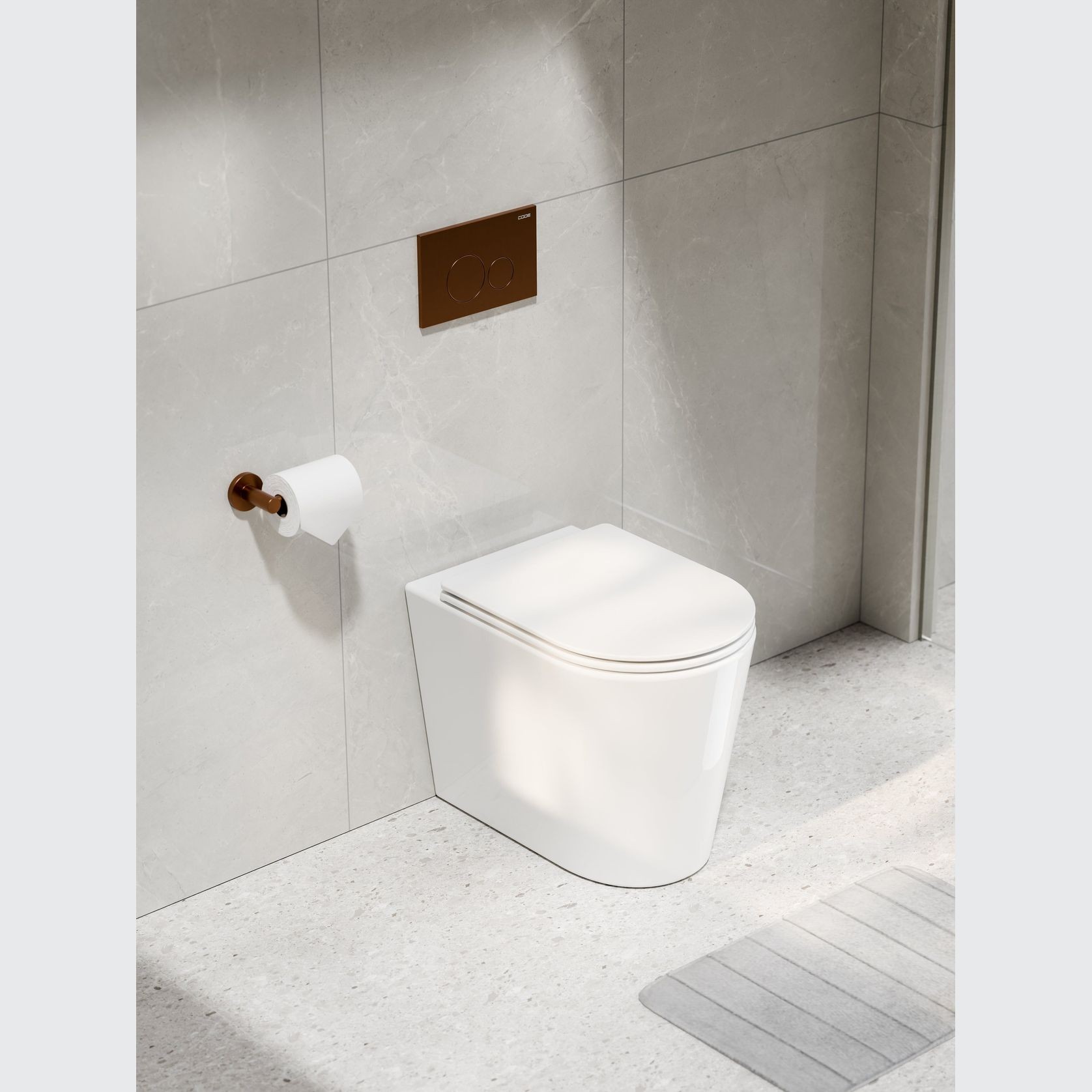 Pure Typhoon Inwall Toilet Suite | Brushed Copper Btn gallery detail image