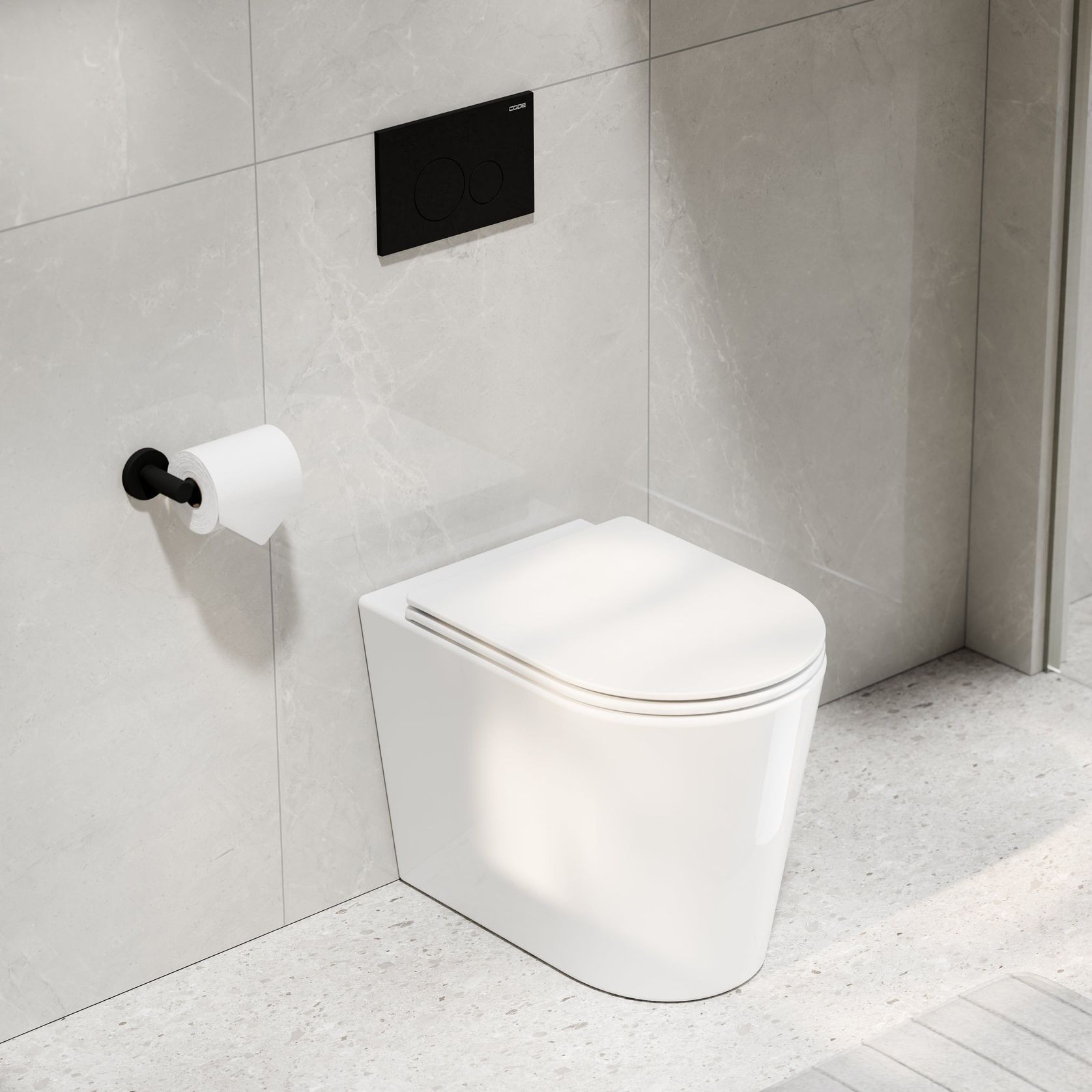 CODE Pure Typhoon Inwall Toilet Suite | Matte Black Button gallery detail image