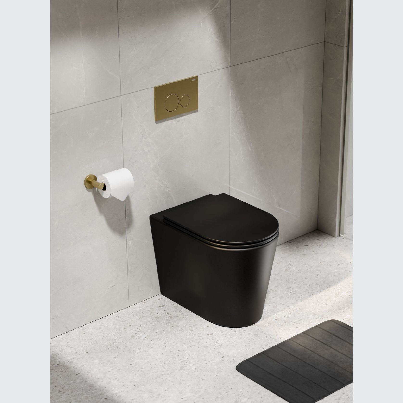 CODE Pure Typhoon Inwall Toilet Suite | Brushed Brass Button gallery detail image