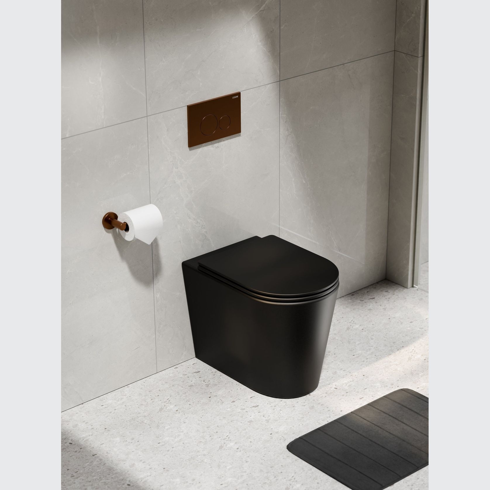 CODE Pure Typhoon Inwall Toilet Suite | Brushed Copper Button gallery detail image
