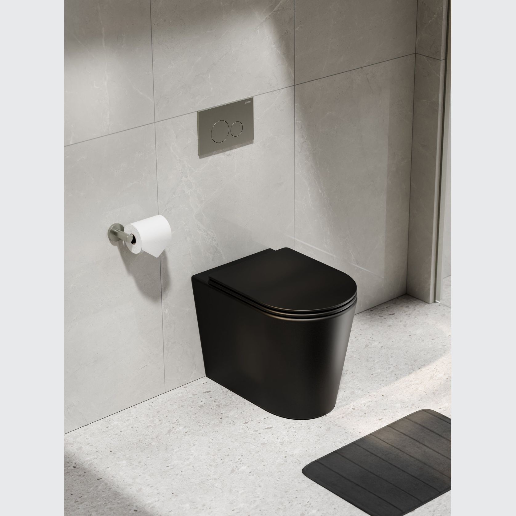 CODE Pure Typhoon Inwall Toilet Suite | Brushed Nickel Button gallery detail image