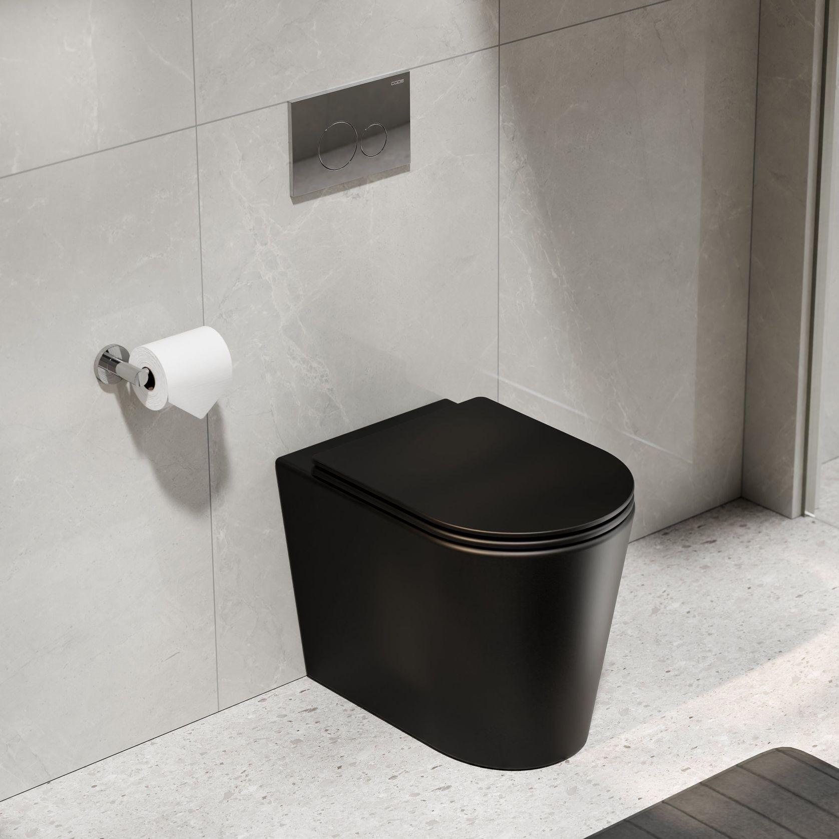 CODE Pure Typhoon Inwall Toilet Suite | Chrome Button gallery detail image