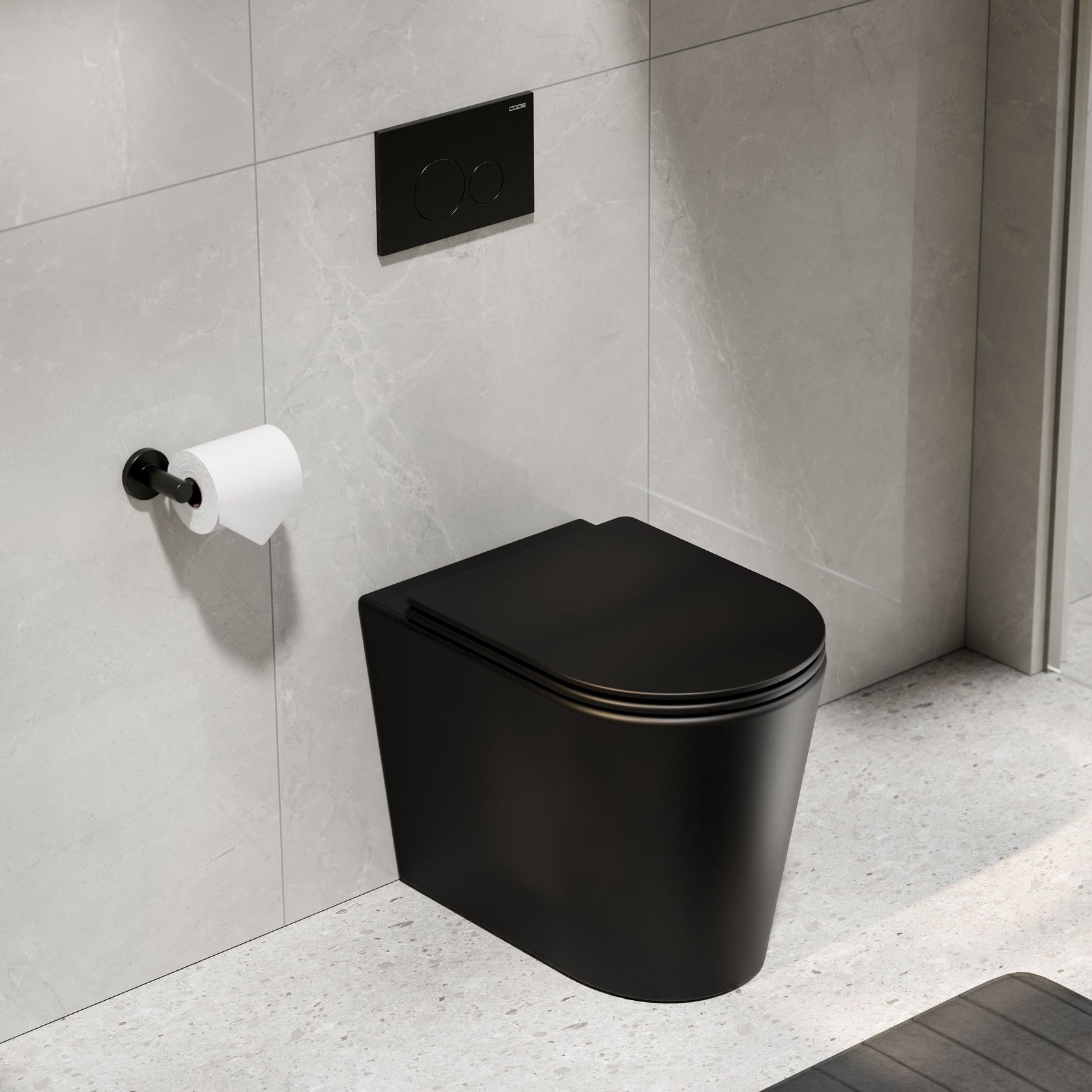 Pure Typhoon Inwall Toilet Suite | Gunmetal Button gallery detail image