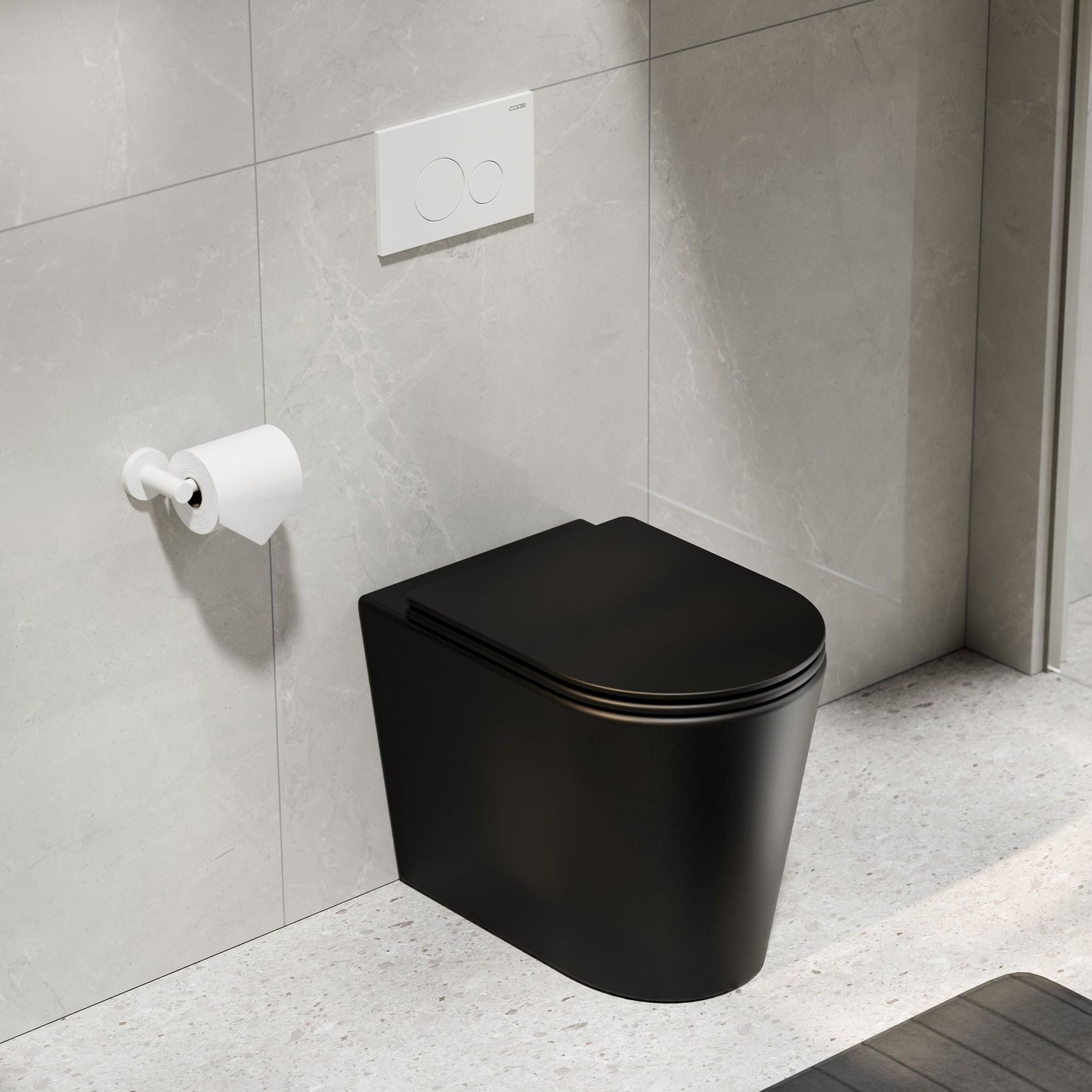 CODE Pure Typhoon Inwall Toilet Suite | Matte White Button gallery detail image