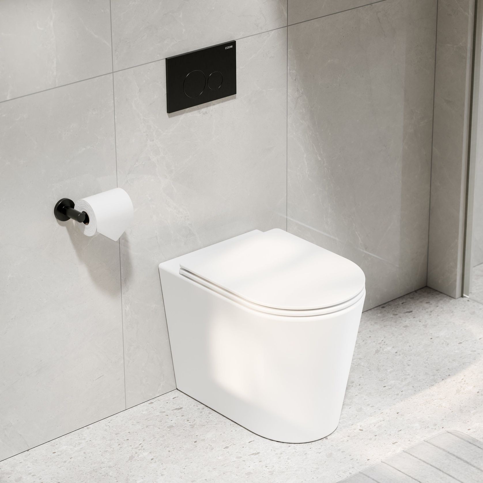 Pure Typhoon Inwall Toilet Suite | Gunmetal Button gallery detail image