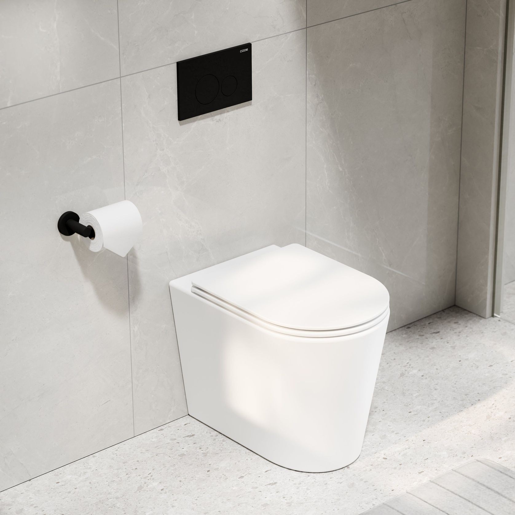 CODE Pure Typhoon Inwall Toilet Suite | Matte Black Button gallery detail image