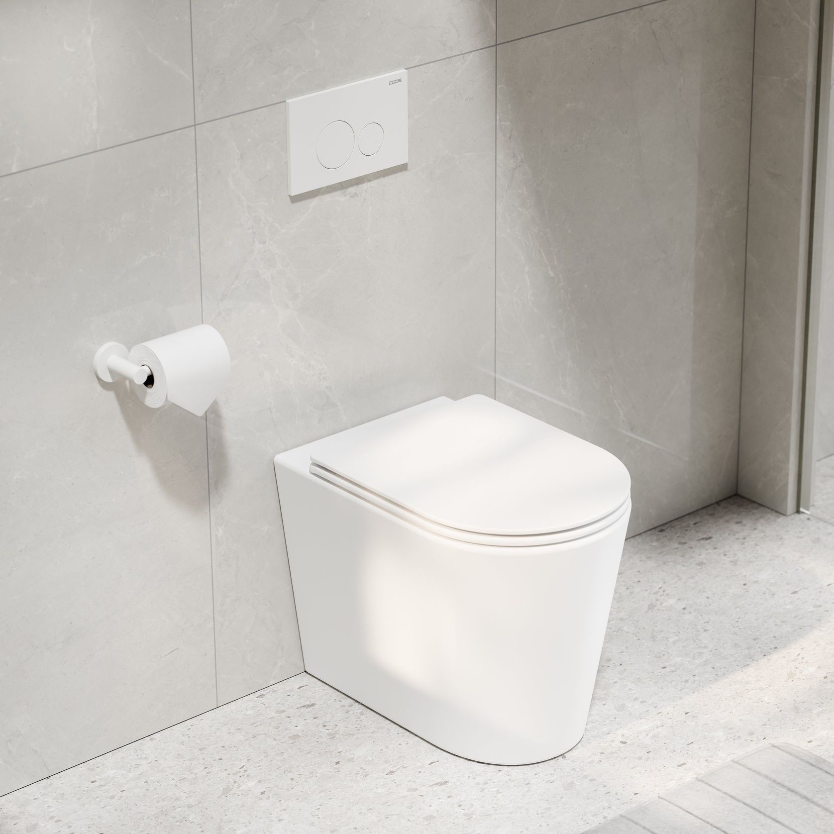 CODE Pure Typhoon Inwall Toilet Suite | Matte White Button gallery detail image