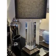 Murano Table Lamp - Crystal With Black Linen Shade gallery detail image