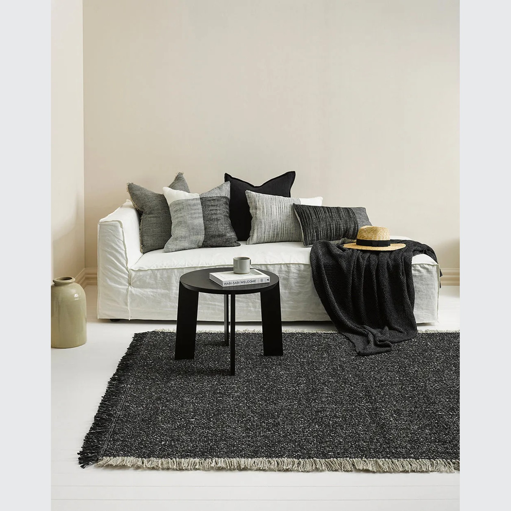 Baya Ulster Floor Rug - Black/Natural | Three Sizes gallery detail image