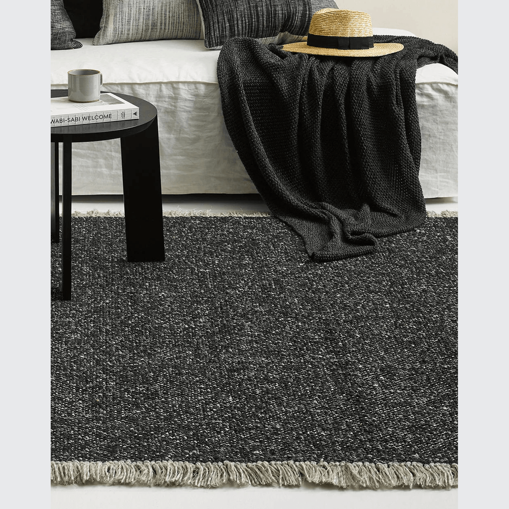 Baya Ulster Floor Rug - Black/Natural | Three Sizes gallery detail image