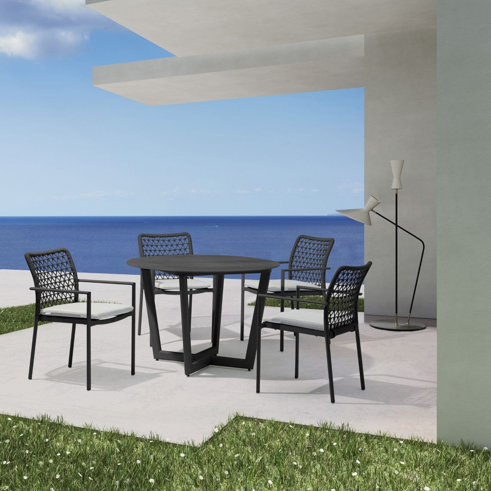 Verona Round Outdoor Dining Table - Charcoal gallery detail image