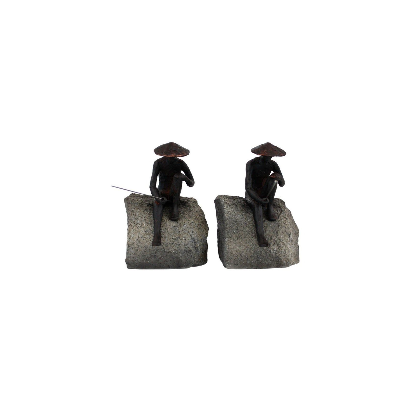 Village Fisherman On Rock Bookends gallery detail image