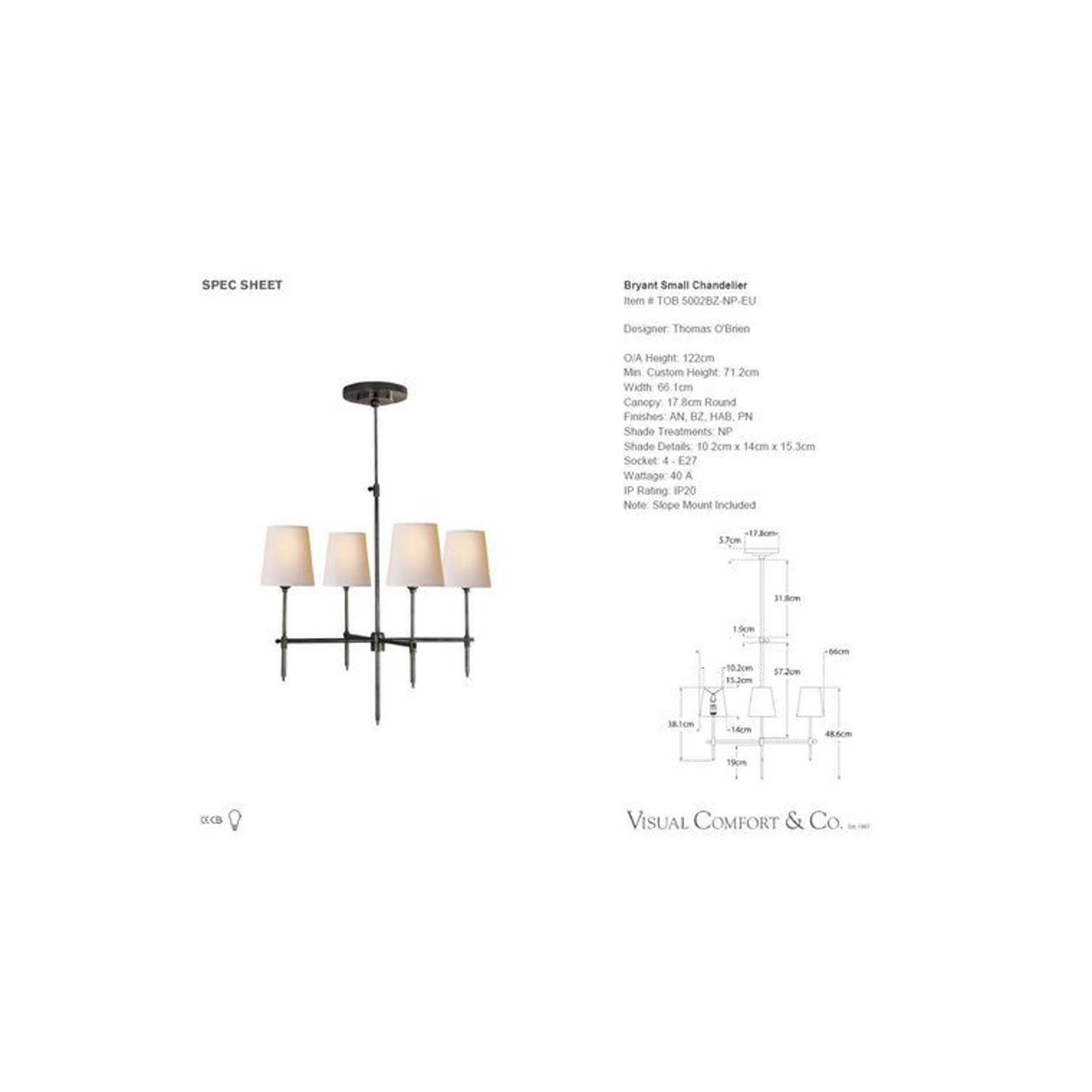Thomas O'Brien Bryant Chandelier Small in Bronze with Natural Paper Shades gallery detail image