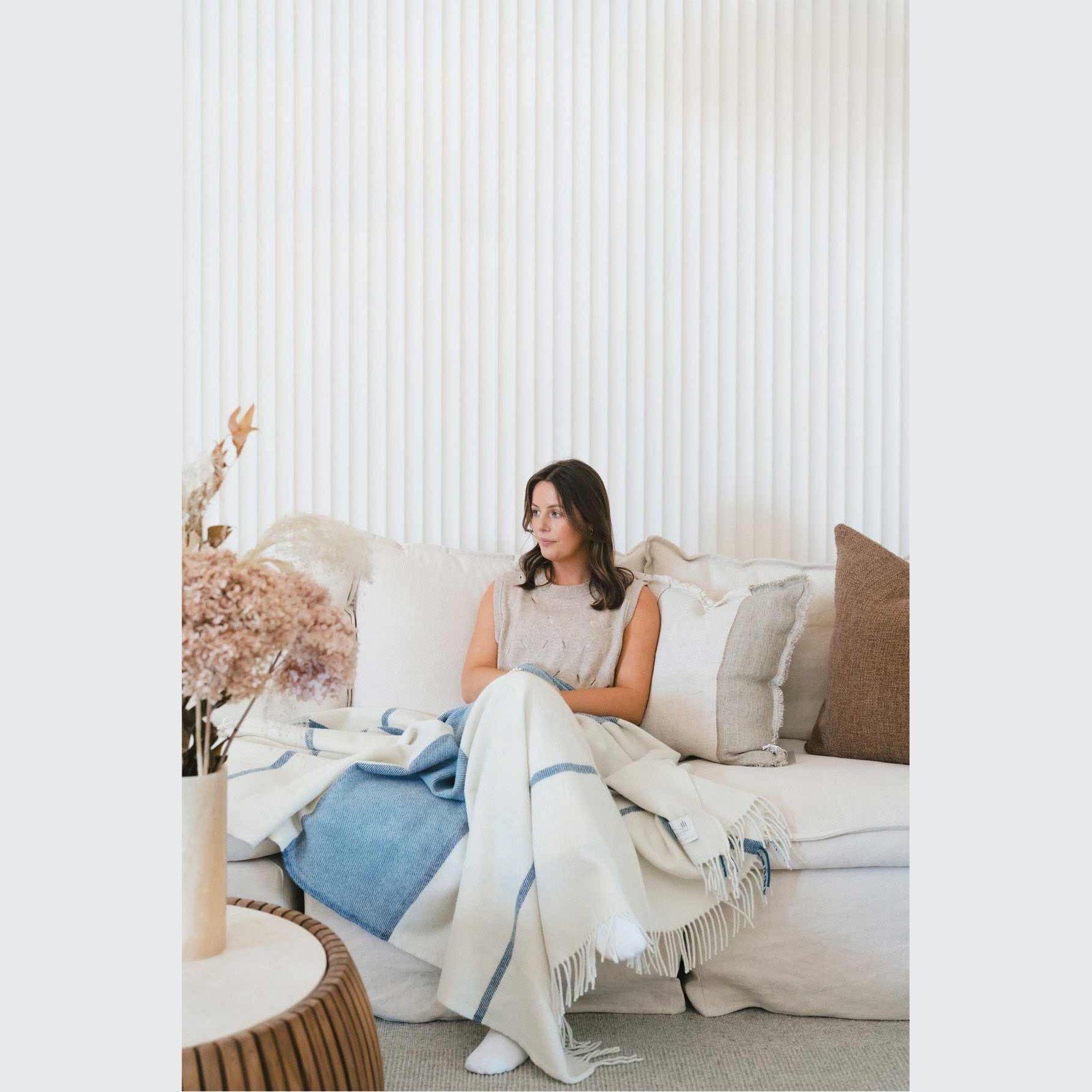 Ruanui Station Lambswool Throw - Wakarua White gallery detail image