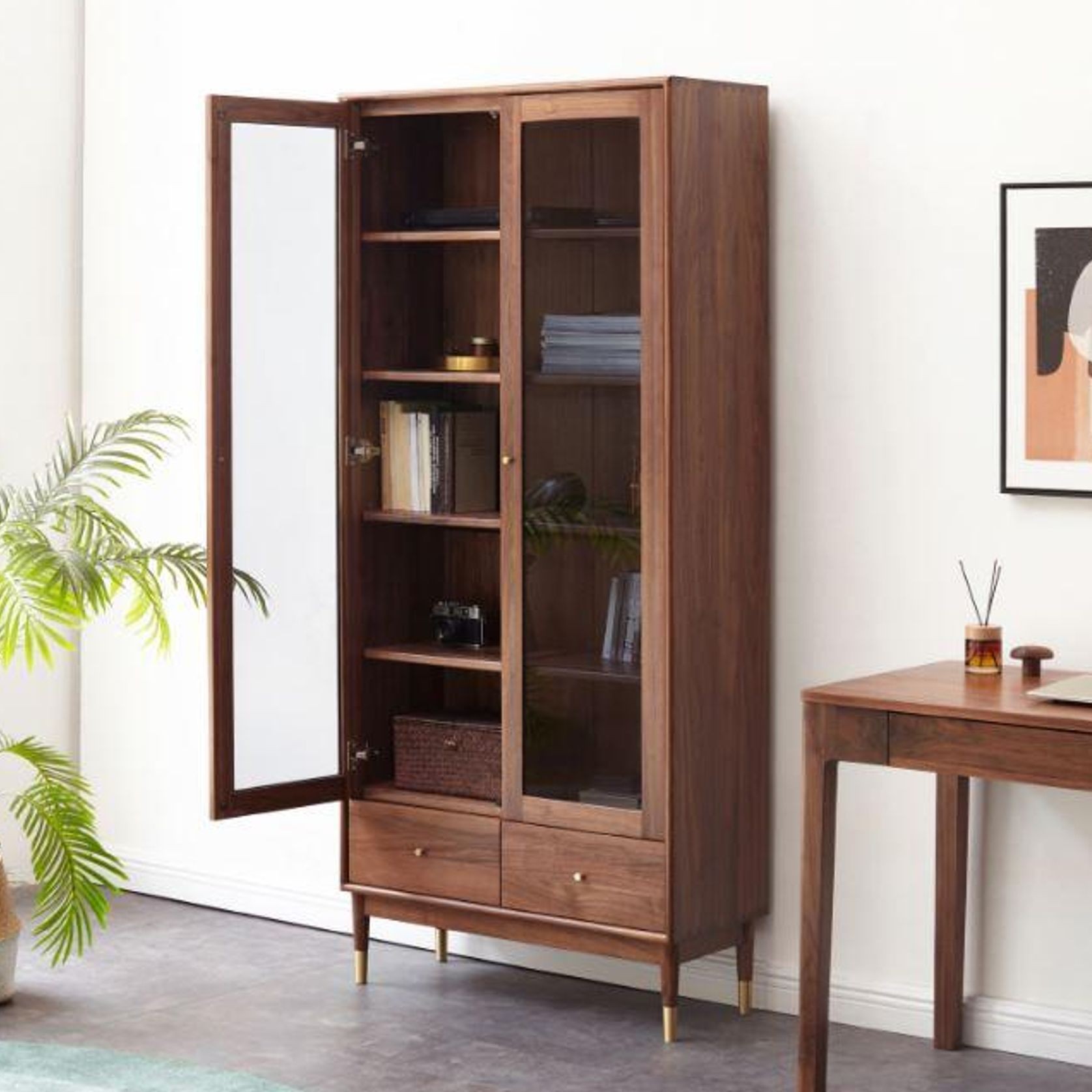 Walnut Display/Book Cabinet gallery detail image