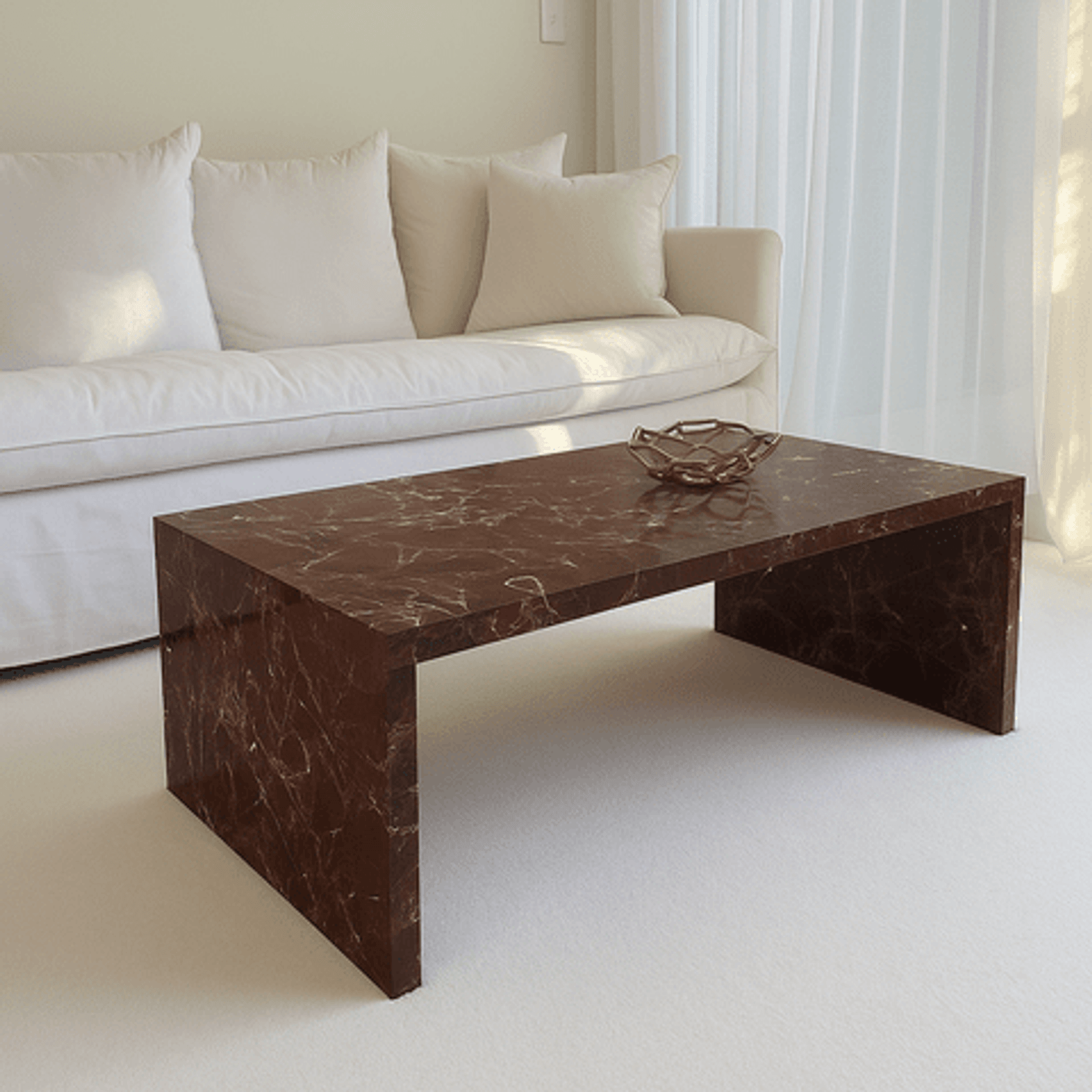 Waterfall Coffee Table - Rosso Levanto Marble gallery detail image